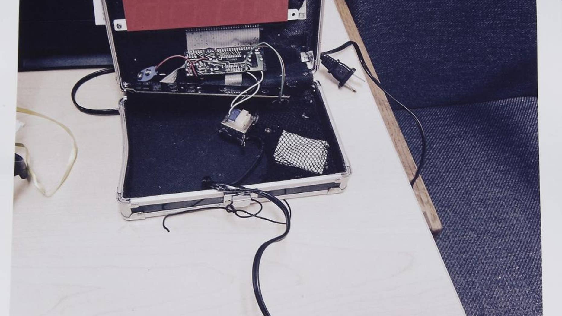 This photo provided by the Irving Police Department shows the homemade clock that Ahmed Mohamed brought to school, Wednesday, Sept.16, 2015, in Irving. Police detained the 14-year-old Muslim boy after a teacher at MacArthur High School decided that the homemade clock he brought to class looked like a bomb, according to school and police officials. The family of Ahmed Mohamed said the boy was suspended for three days from the school in the Dallas suburb. (Irving Police via AP)