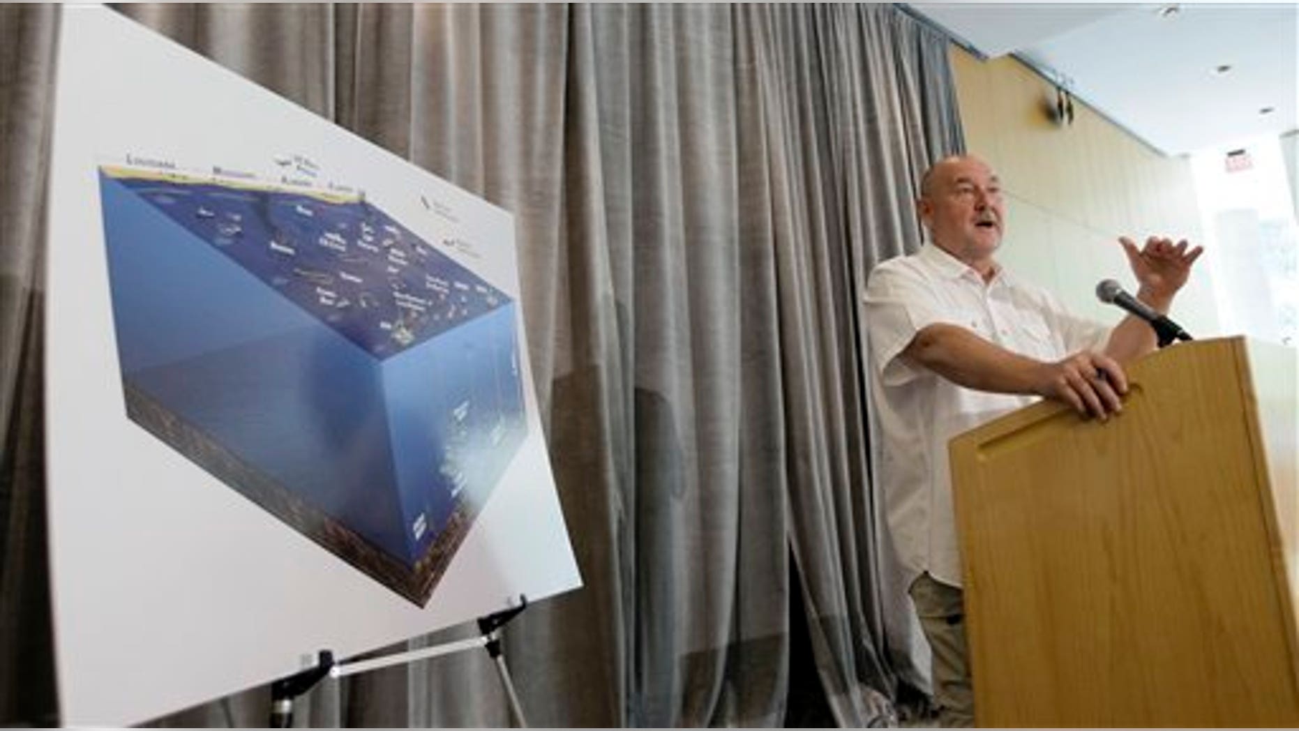 National Incident Commander Ret. Coast Guard Adm. Thad Allen answers a question about the ongoing response efforts to the BP Deepwater Horizon oil spill Tuesday, July 13, 2010 in Houston. (AP Photo/David J. Phillip)