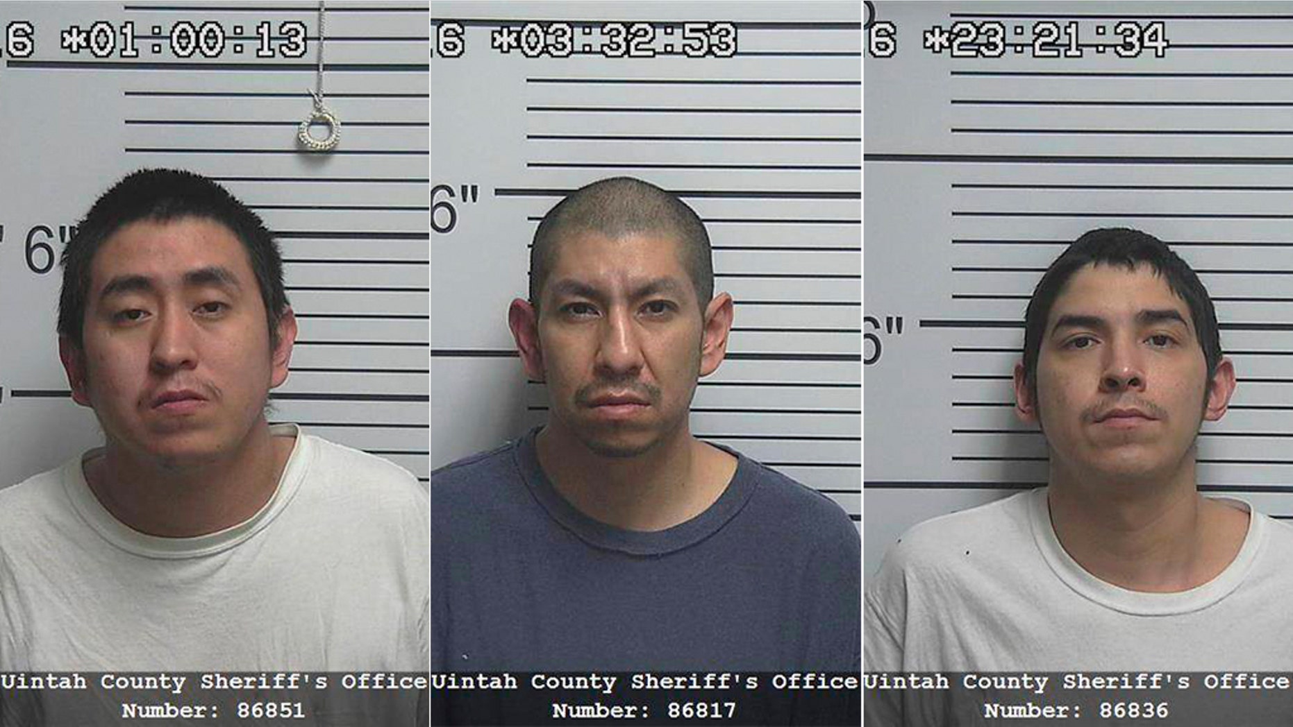 Larson RonDeau (center), 38, Randall Flatlip (left), 28, and Jerry Flatlip (right), 31, have been accused of raping the young Utah girl after an Easter-egg hunt in March 2016.