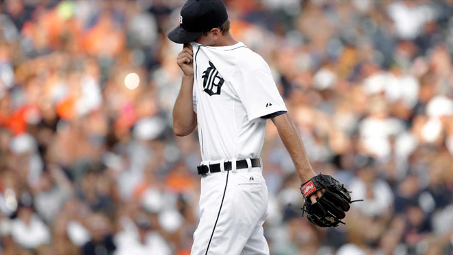 July 17: Tigers' Jacob Turner reacts after giving up a solo home run to Los Angeles Angels' Albert Pujols. The Detroit Tigers game against the Los Angeles Angles went on as planned, despite bomb threat.
