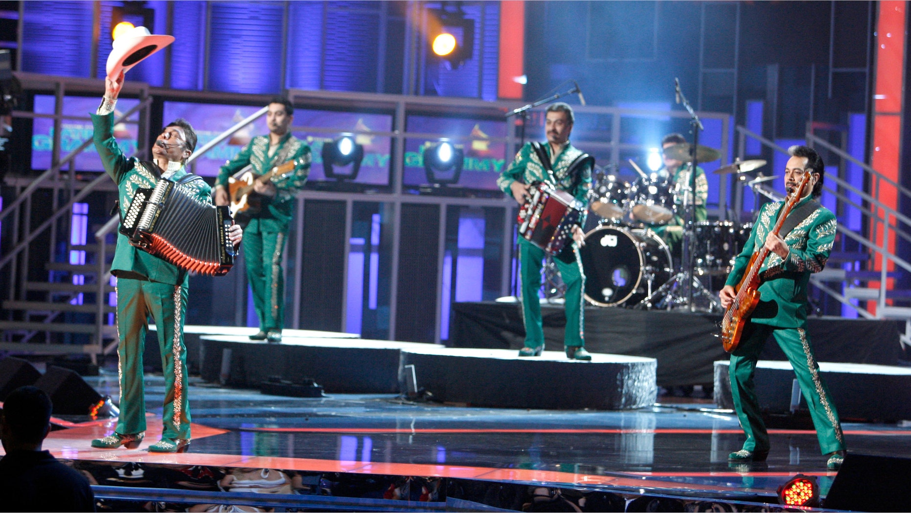 Los Tigres Del Norte perform onstage during the 9th annual Latin GRAMMY awards held at the Toyota Center on November 13, 2008 in Houston, Texas. (Photo by Kevin Winter/Getty Images)