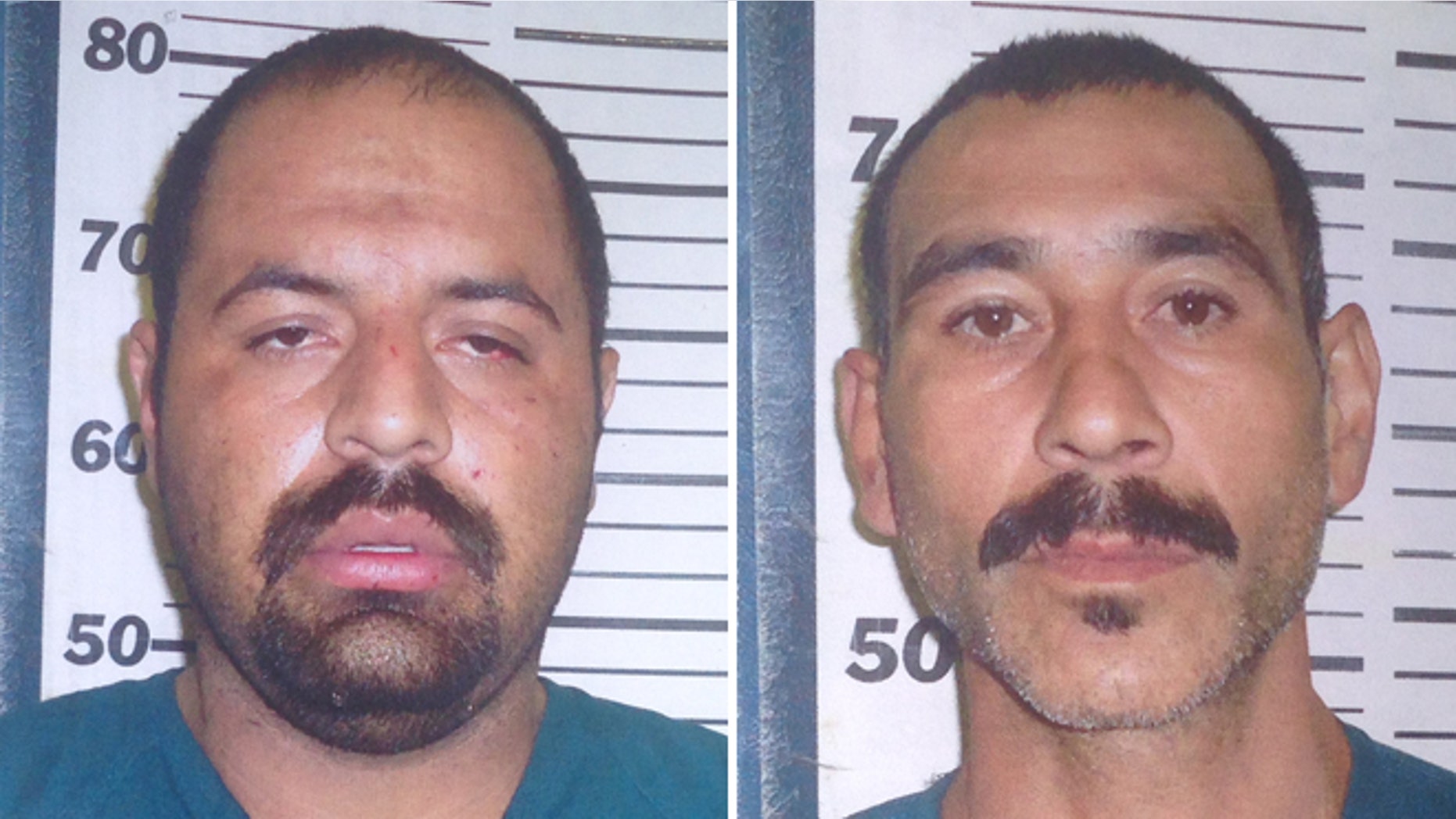 FILE: Gustavo Tijerina, 30, left, and Ismael Hernandez, 40, are suspects in the shooting death of off-duty Border Agent Javier Vega Jr., authorities say.