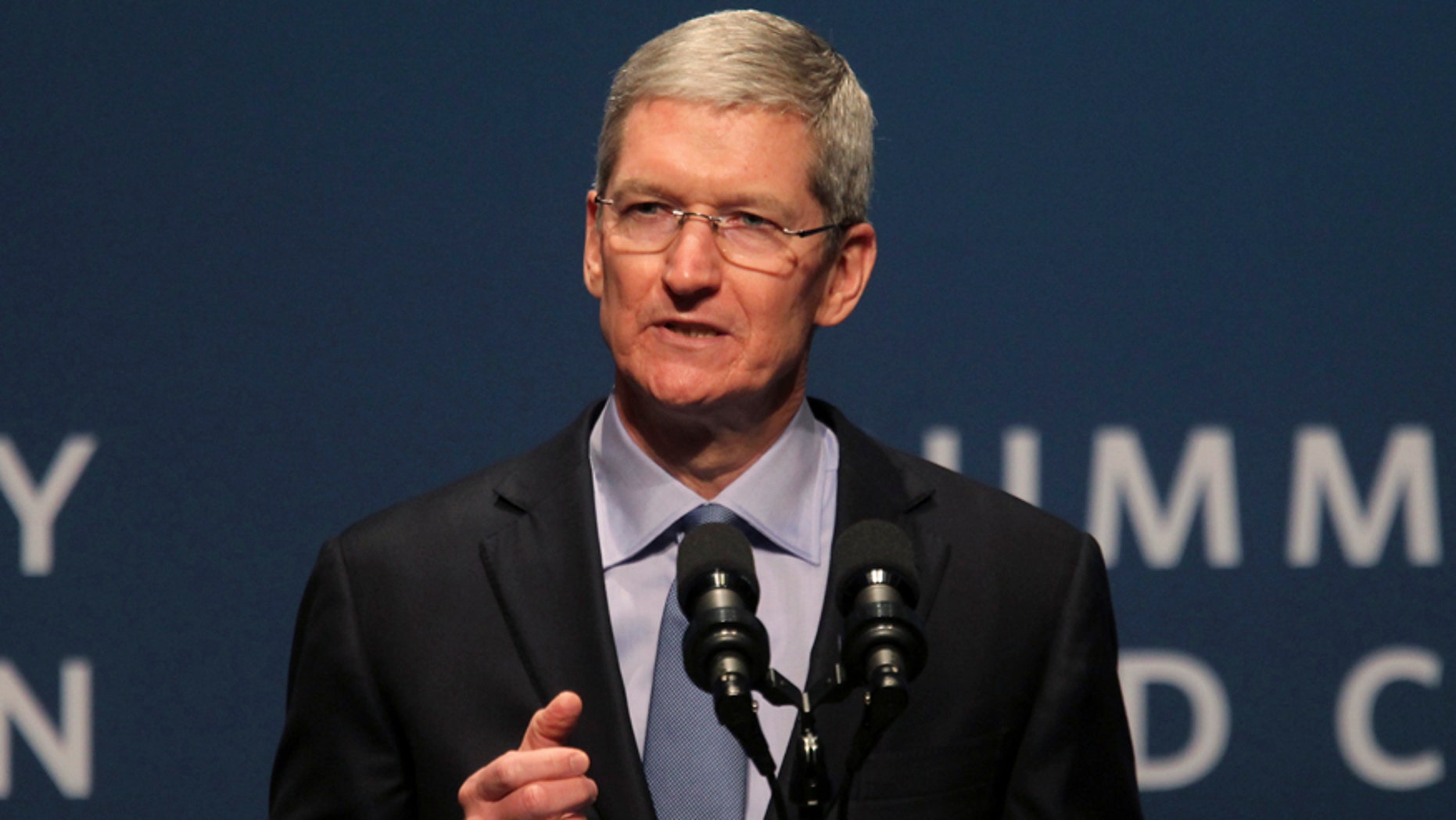 File photo - Apple CEO Tim Cook speaks during the White House summit on cybersecurity and consumer protection in Palo Alto, Calif. Feb. 13, 2015.