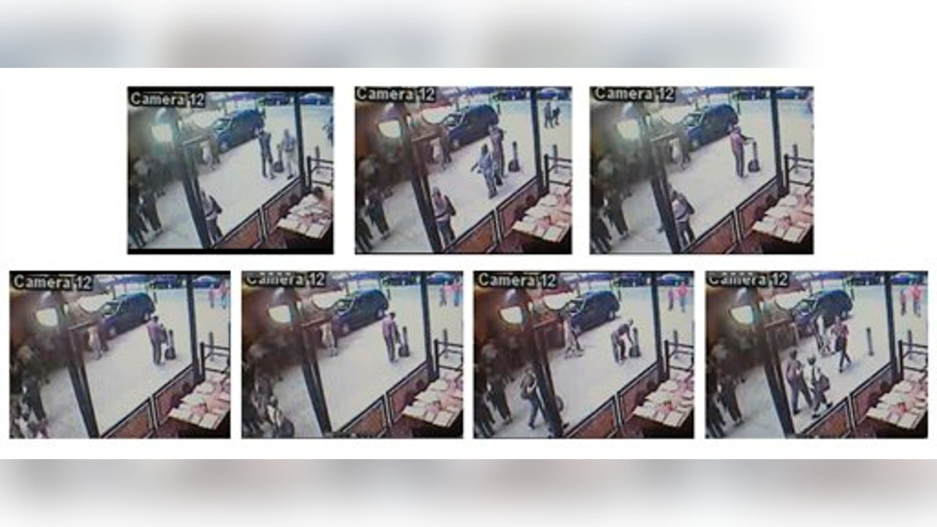 FILE: In this combination of images taken from video released by the New York City Police Department on Sunday, May 2, 2010, a chronological sequence of frames from top left to bottom right show a man, center right, removing a dark shirt in an alleyway in New York around the time that a car began to smoke in Times Square, leading to the discovery of car bomb Saturday night.