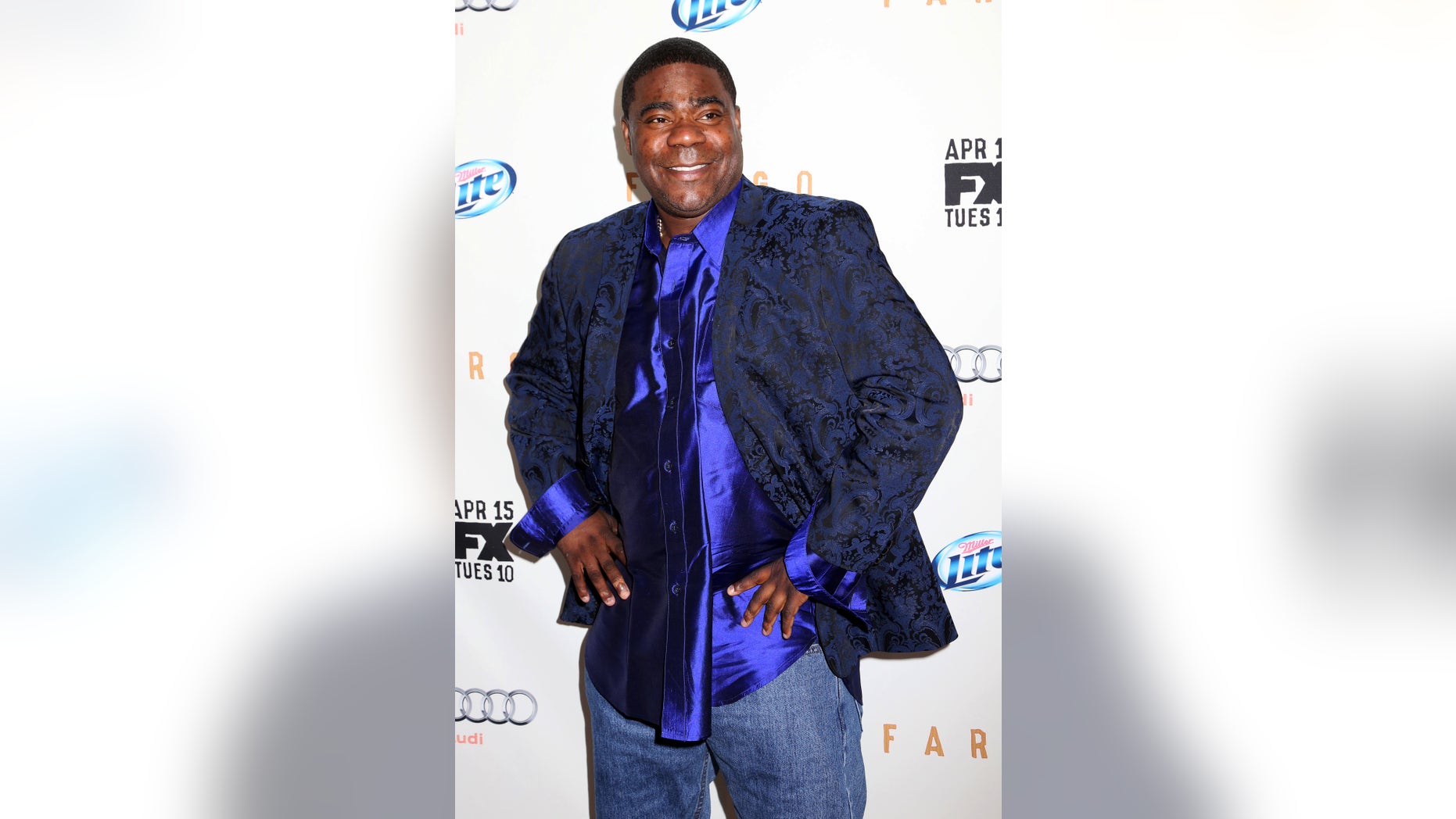 April 9, 2014. Tracy Morgan attends the FX Networks Upfront premiere screening of "Fargo" at the SVA Theater in New York.