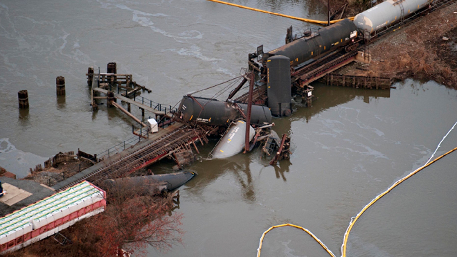 Nov. 30: Several cars lay in the water after a freight train derailed in Paulsboro, N.J.