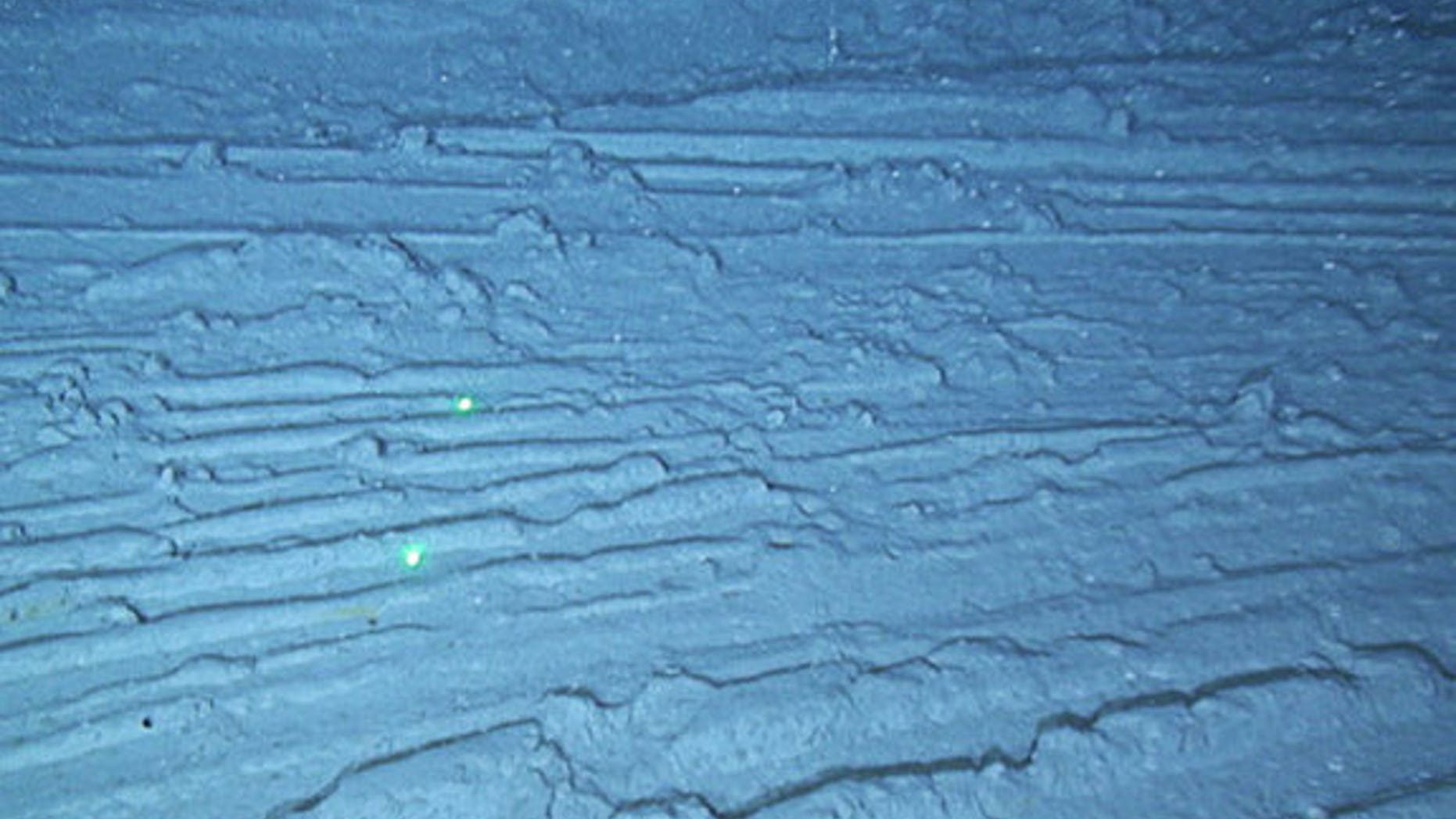 This image shows the effects of intensive bottom trawling on the seafloor of the flank of La Fonera Canyon 2,526 feet (770 meters) deep.