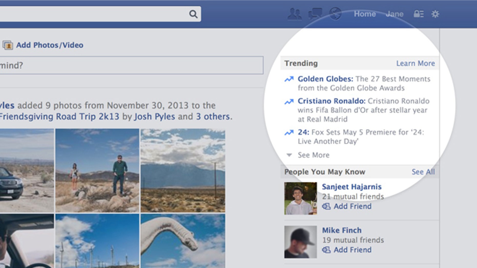 Facebook on Thursday unveiled a "trending topics" module to show users what other Facebookers are talking about.