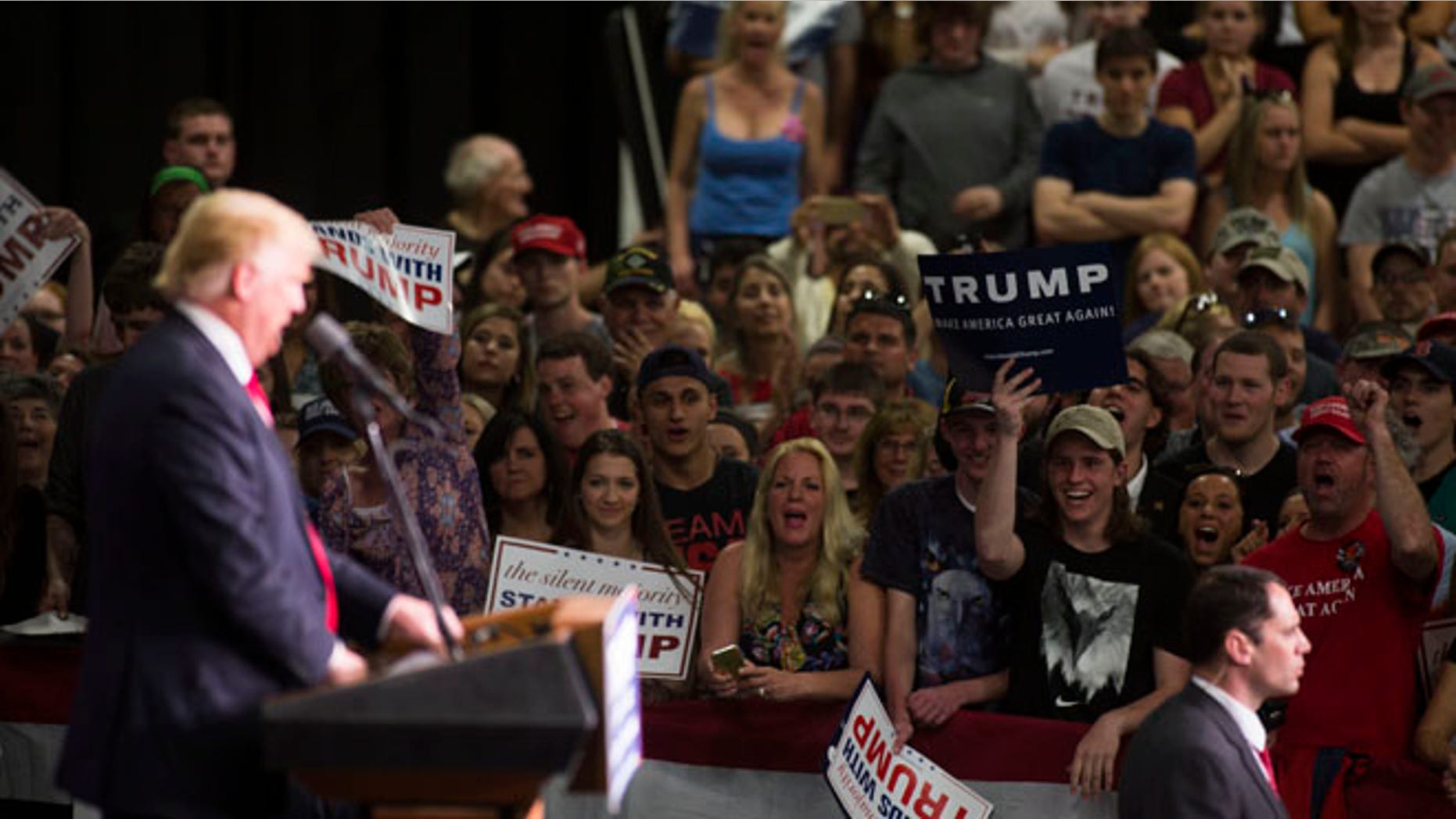 Republican presidential candidate Donald Trump speaks at a campaign rally on April 25, 2016 at West Chester University in West Chester, Pennsylvania. (Photo by Jessica Kourkounis/Getty Images)