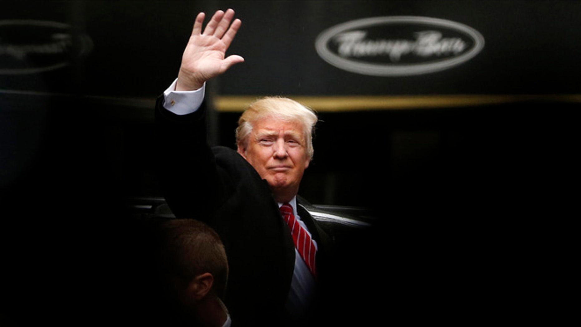 Trump on his way to visit the World Trade Center Museum, Saturday, April 9, 2016, in New York.