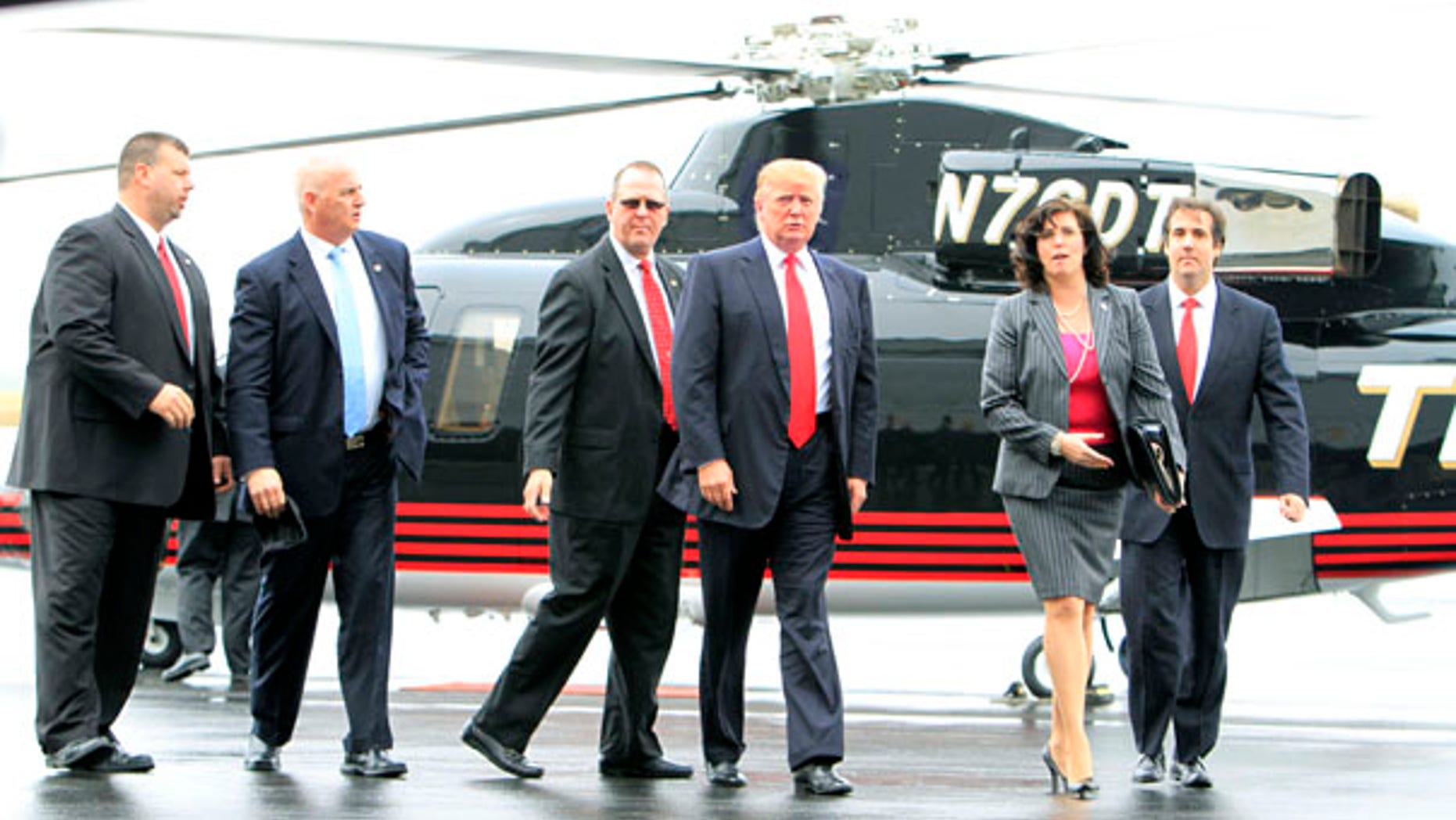Wednesday: Possible 2012 Republican contender Donald Trump arrives at the Pease International Tradeport in Portsmouth, N.H.