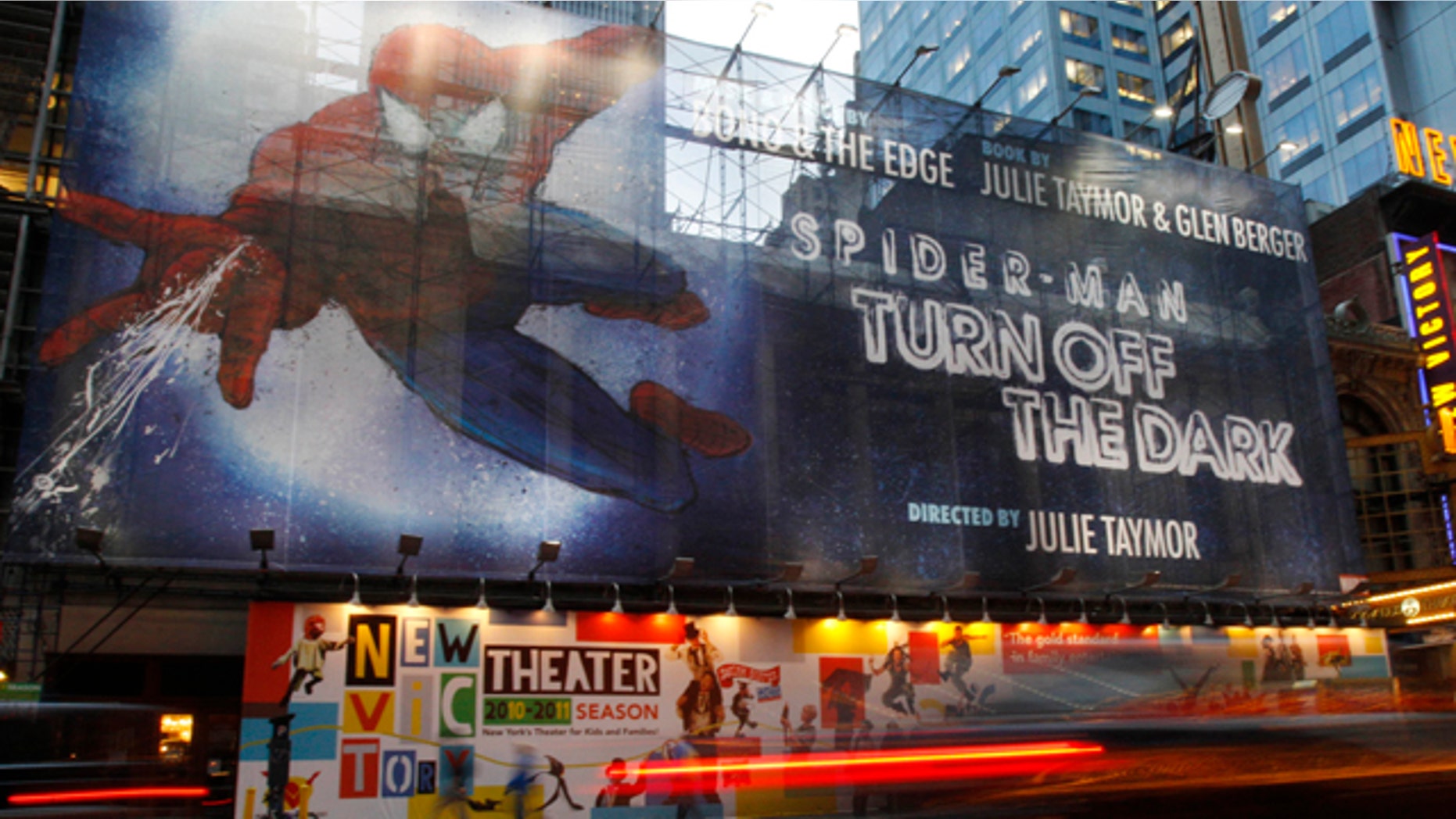 The Foxwoods Theater, the home of 'Spider-Man: Turn Off the Dark,' is seen in this Oct. 5, 2010 file photo.
