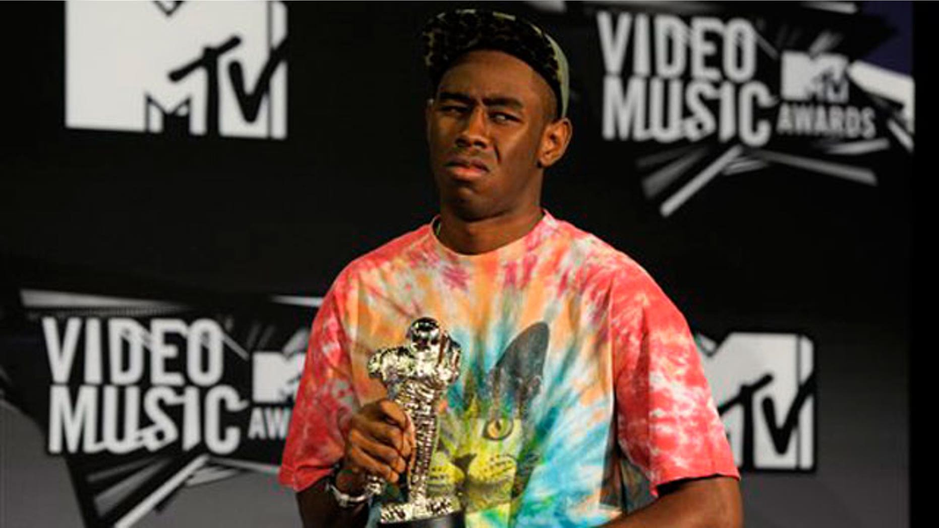 Aug. 28: Tyler the Creator poses backstage with the award for best new artist backstage at the MTV Video Music Awards. (AP)