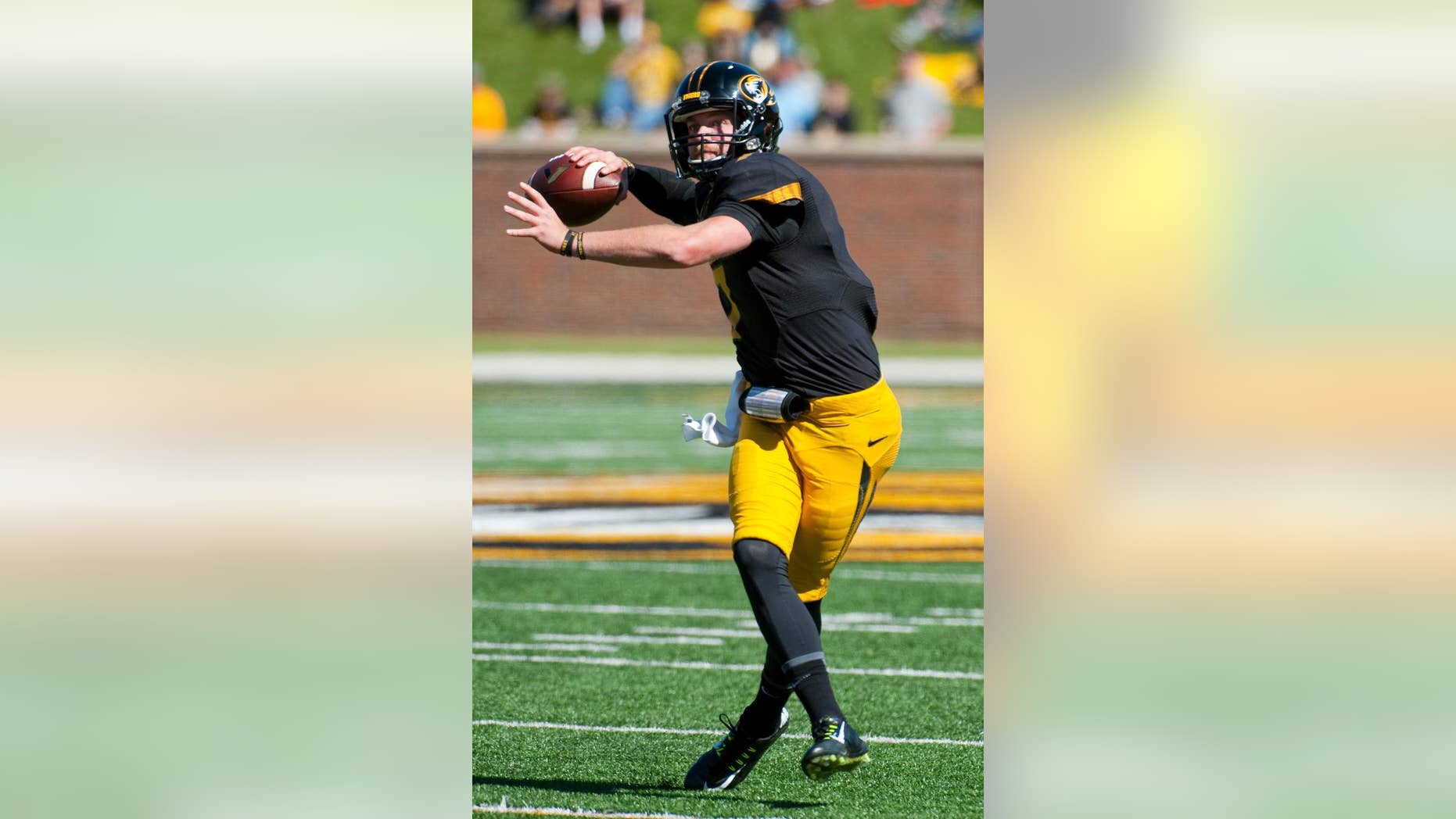 Missouri quarterback Maty Mauk throws a pass during the first quarter of an NCAA college football game against Central Florida Saturday, Sept. 13, 2014, in Columbia, Mo. (AP Photo/L.G. Patterson)