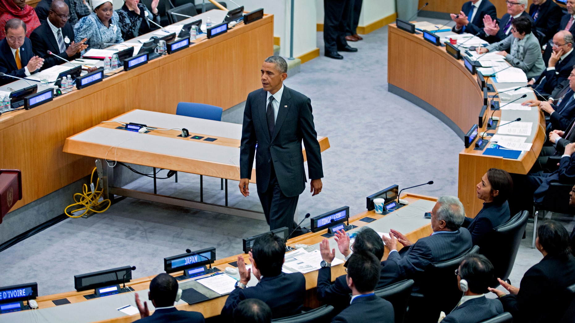 President Barack Obama at U.N. headquarters, Thursday, Sept. 25, 2014.