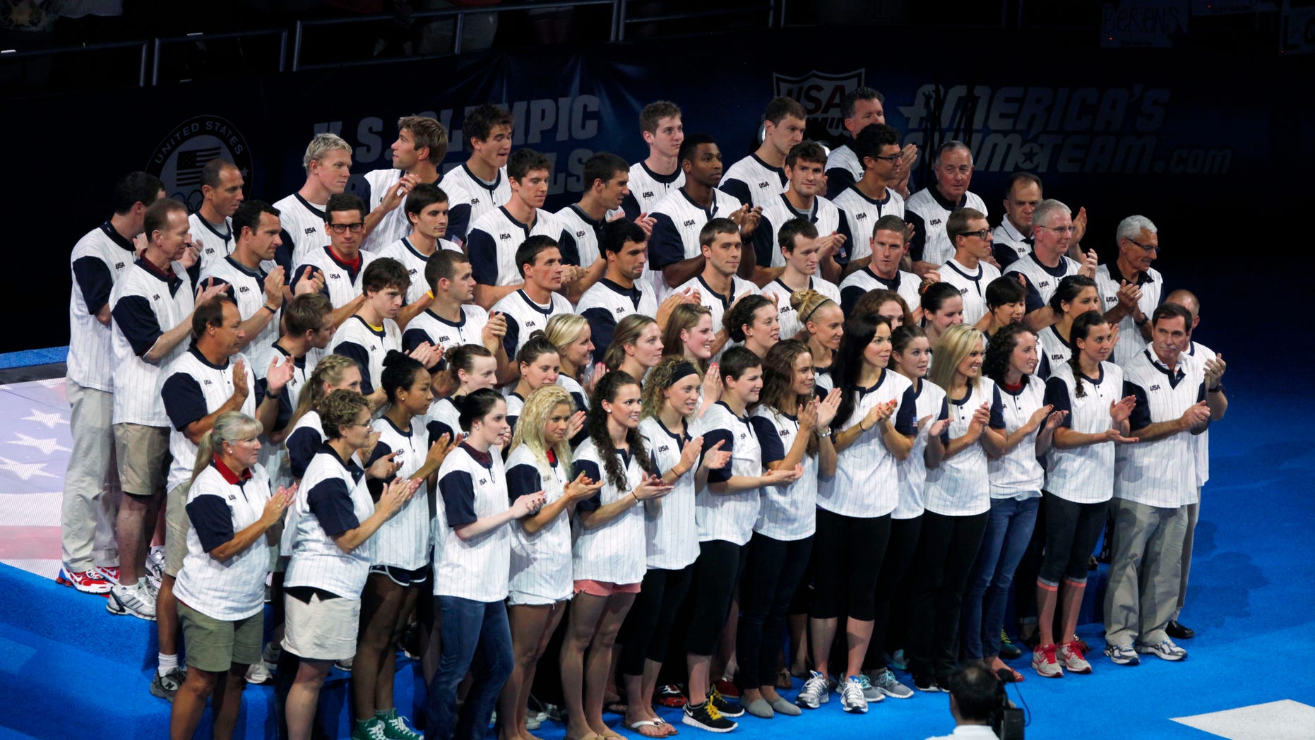 July 2, 2012: The U.S. Olympic swim team is introduced during the closing ceremony of the U.S. Olympic swimming trials.