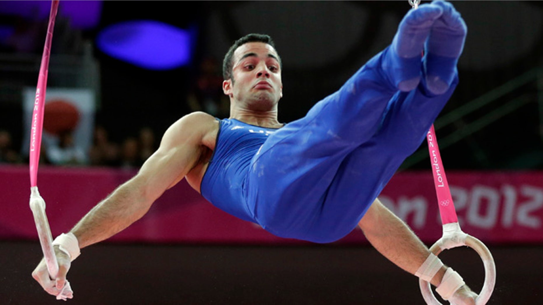 Aug. 1, 2012: U.S. gymnast Danell Leyva performs on the rings during the artistic gymnastics men's individual all-around competition at the 2012 Summer Olympics, in London.