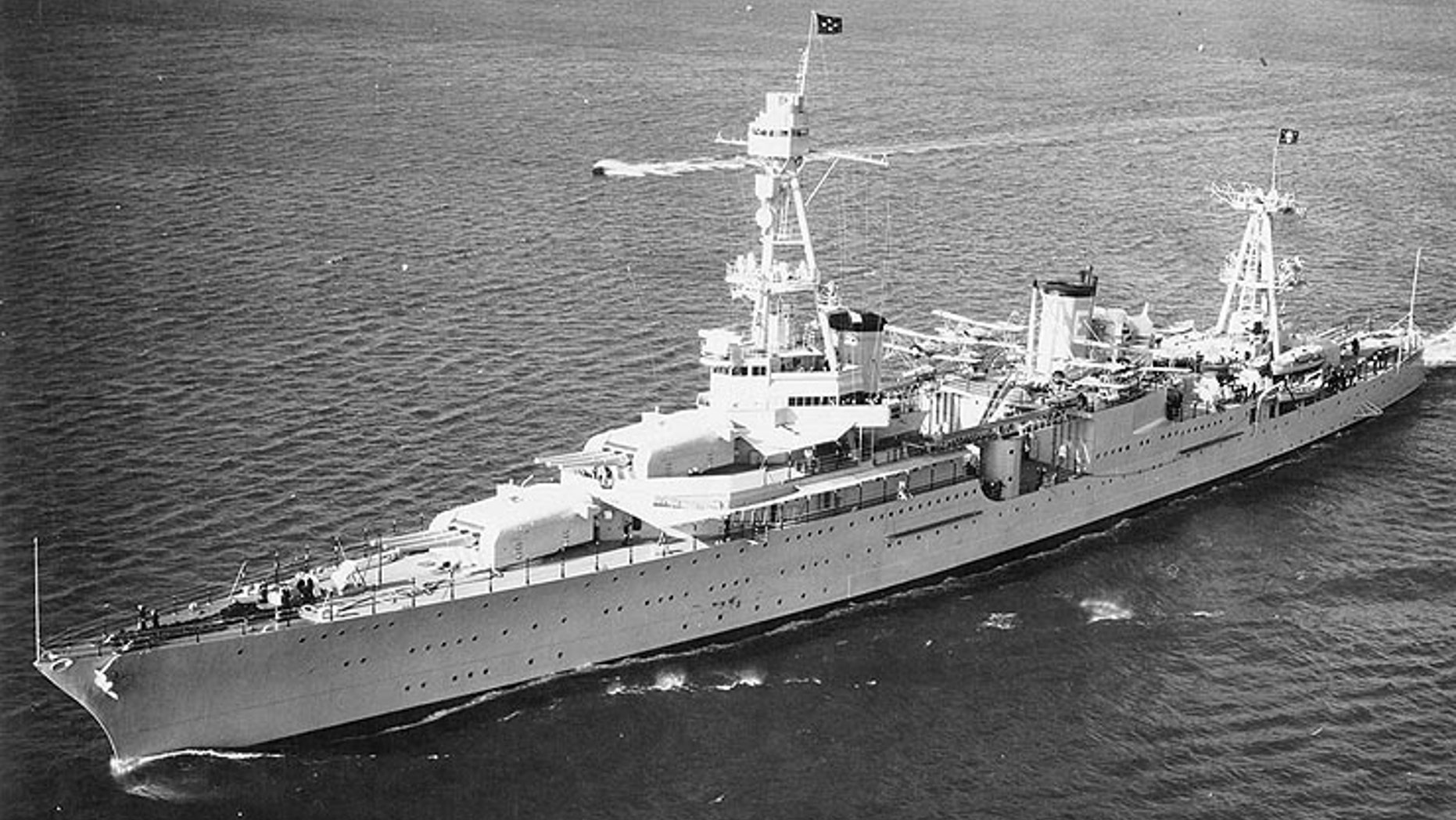 USS Houston (CA-30) is seen off the coast of San Diego, Calif., in October 1935, with President Franklin D. Roosevelt on board. (U.S. Naval Historical Center Photograph)