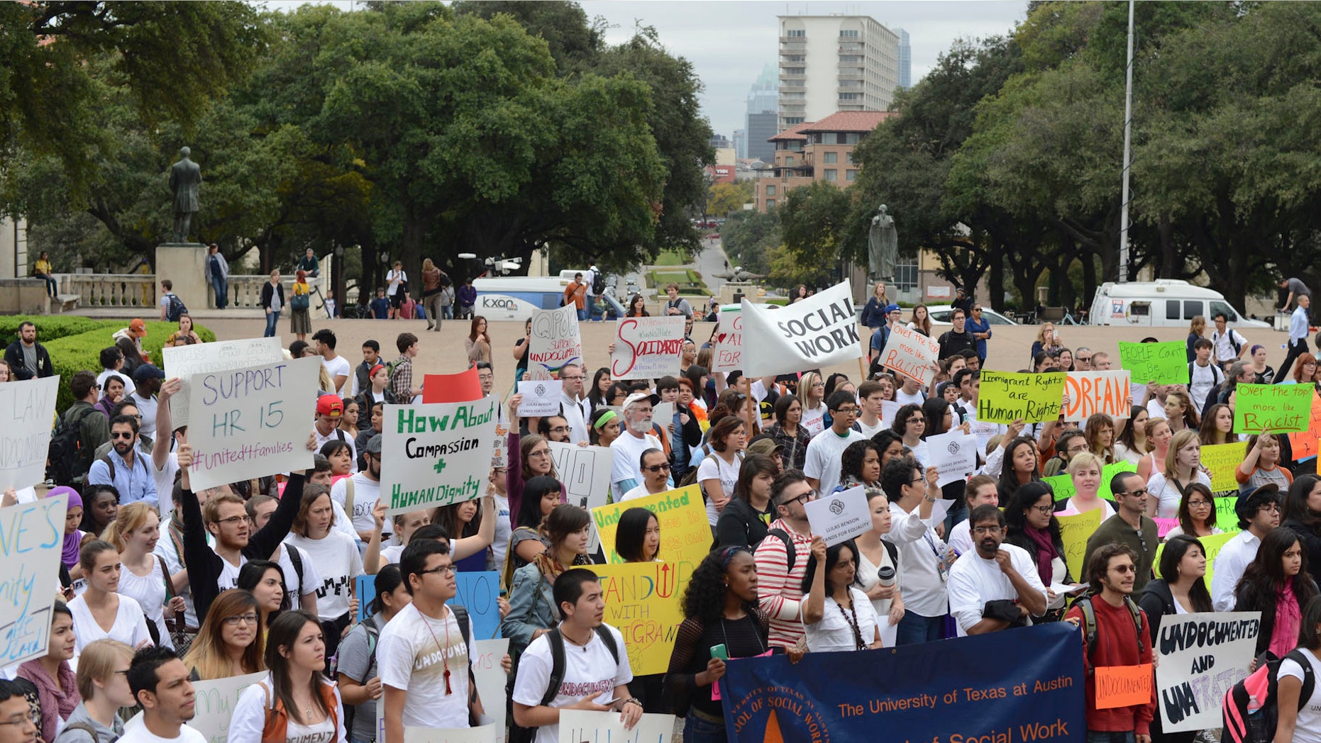 Protesters at the University of Texas in Austin, Nov. 20, 2013. Miguel Gutierrez Jr./The Daily Texan.
