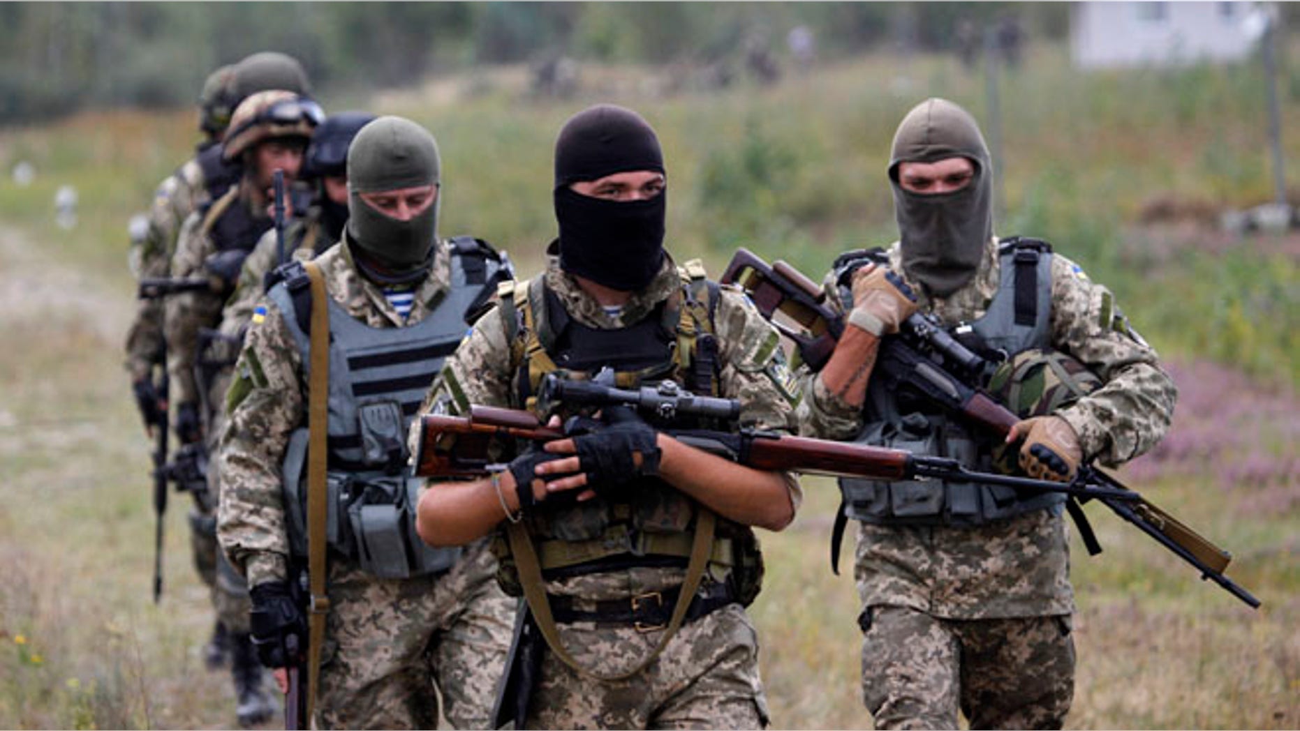 September 11, 2014: Ukrainian soldiers take part in a military exercise west of Kiev (AP)