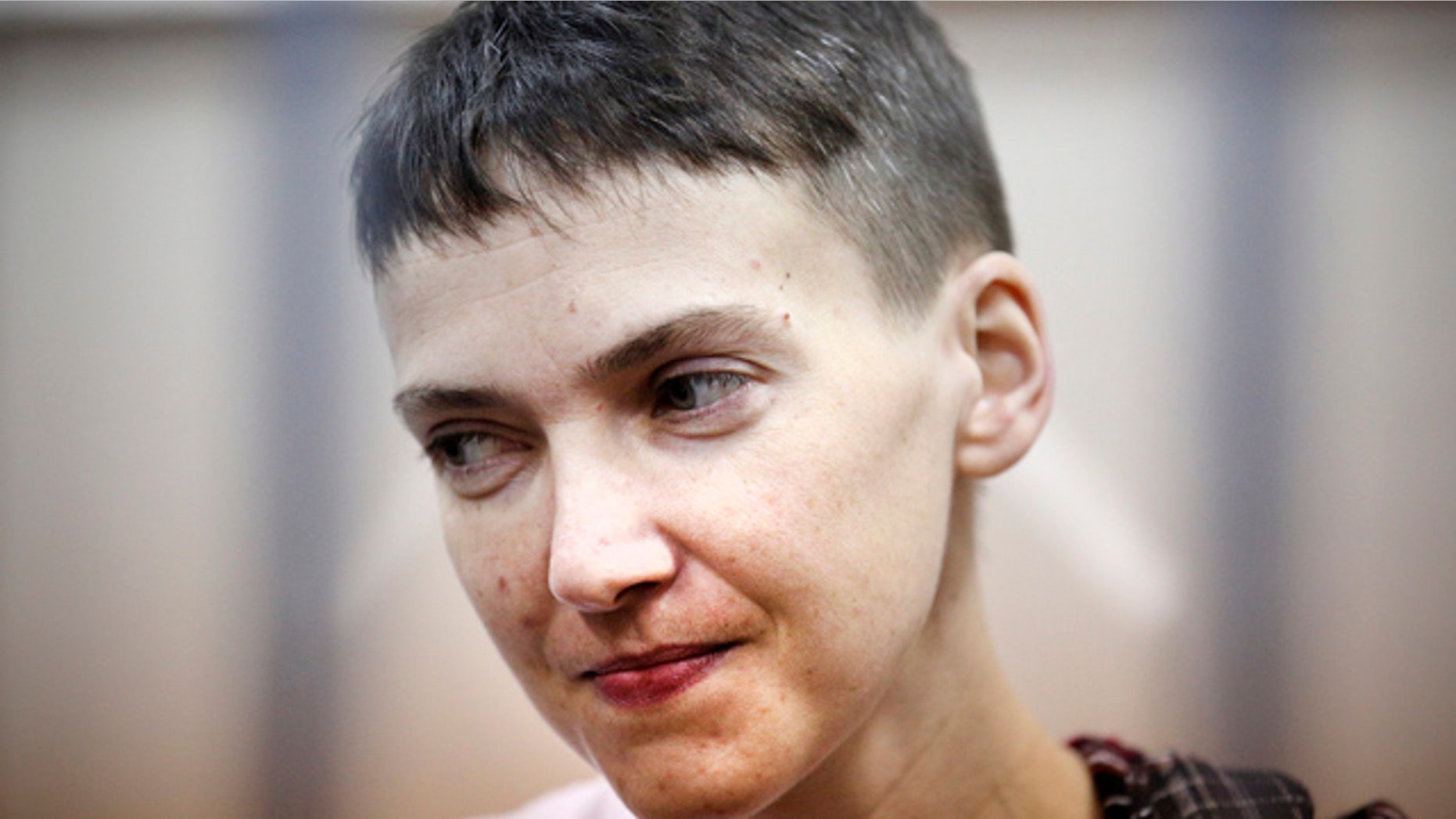 FILE - In this March 26, 2015, file photo, Ukrainian jailed military officer Nadezhda Savchenko attends a court hearing in Moscow. (AP Photo/Maxim Chernavsky, File)