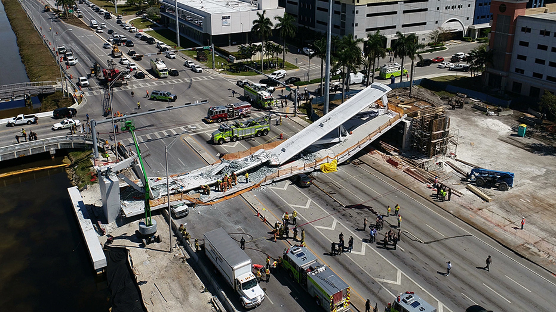 Dashcam footage posted online last week provides a new angle of the pedestrian bridge collapse at at Florida International University, which left six people dead.