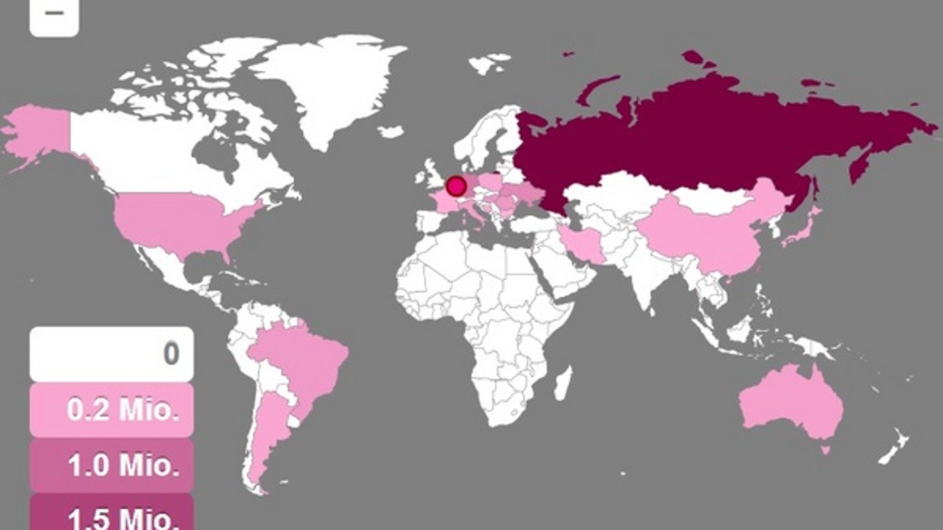 A map tracks cyberattacks in real-time