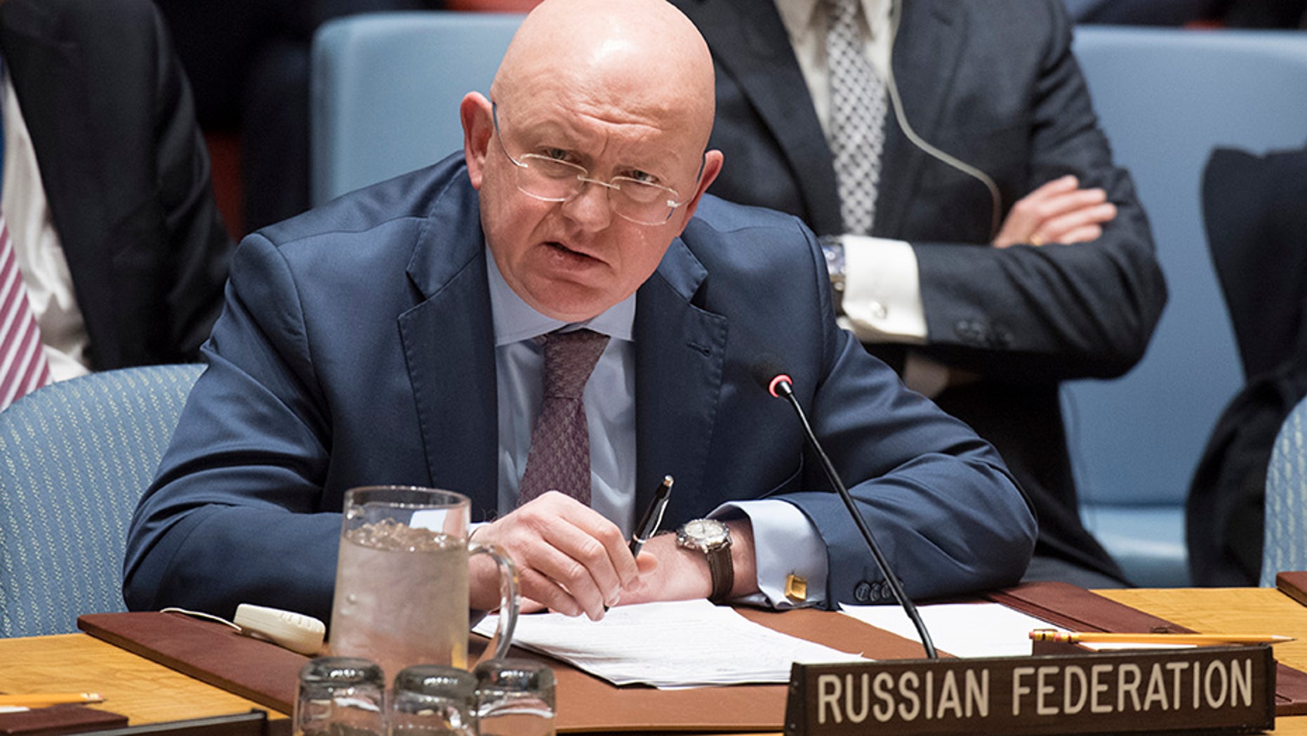 Russian ambassador to the UN, Vassily Nebenzia, brought up Syria during a Security Council meeting regarding Libya.
