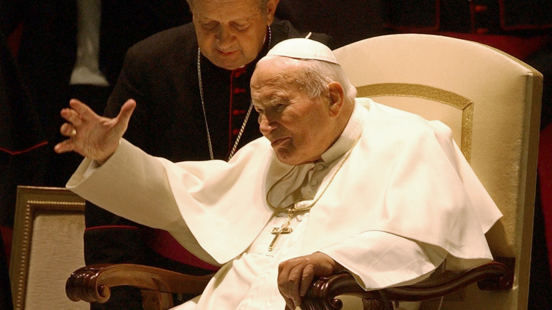 Oct. 16, 2003 - FILE photo of Pope John Paul II with Archbishop Stanislaw Dziwisz at the Vatican.