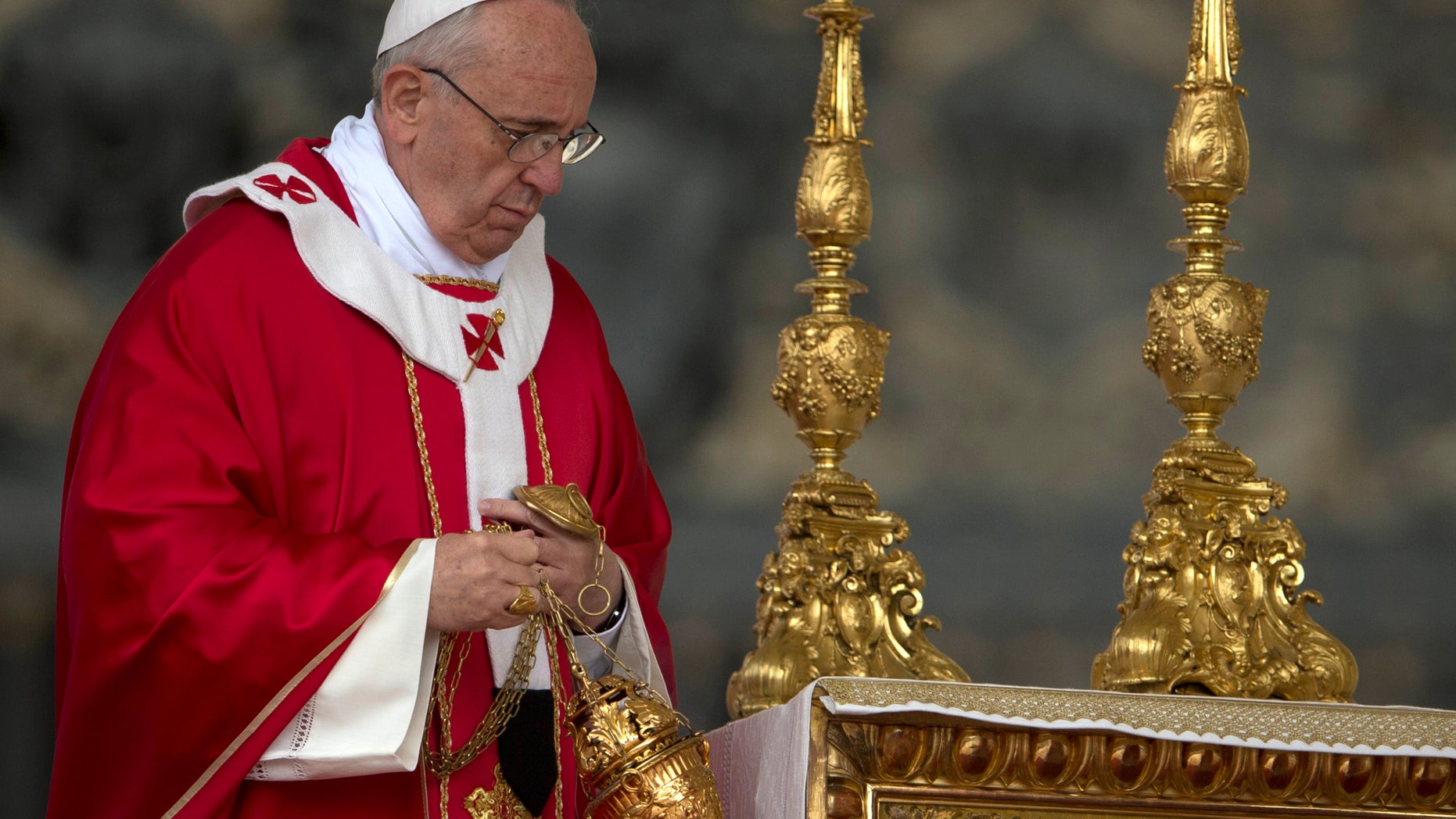 Pope Francis celebrates a Pentecost mass in St. Peter's Square at the Vatican, Sunday, May 19, 2013.( (AP Photo/Andrew Medichini)