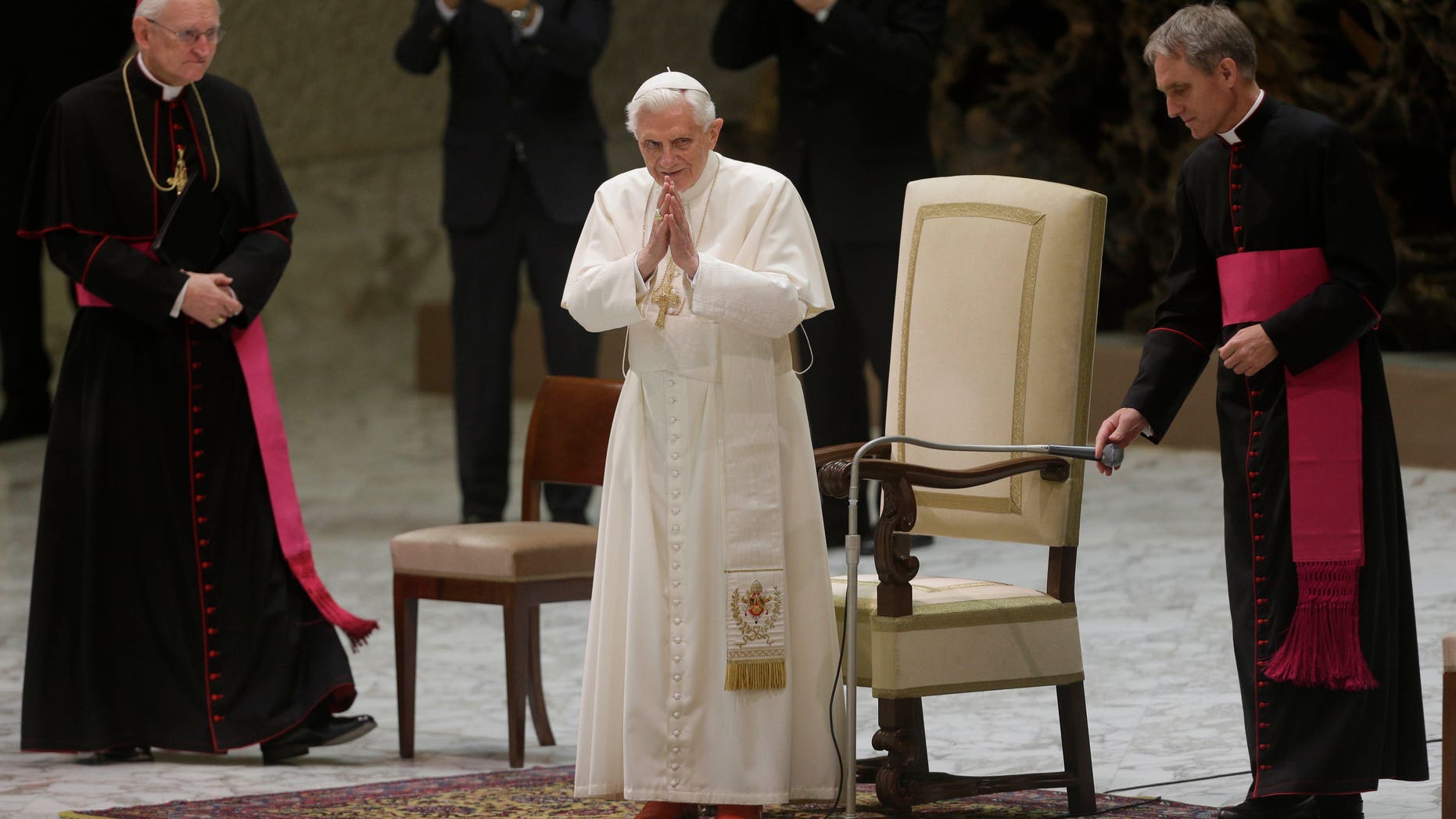 Nov. 14, 2012 - file photo of Pope Benedict XVI arriving in the Paul VI hall at the Vatican for his weekly general audience.