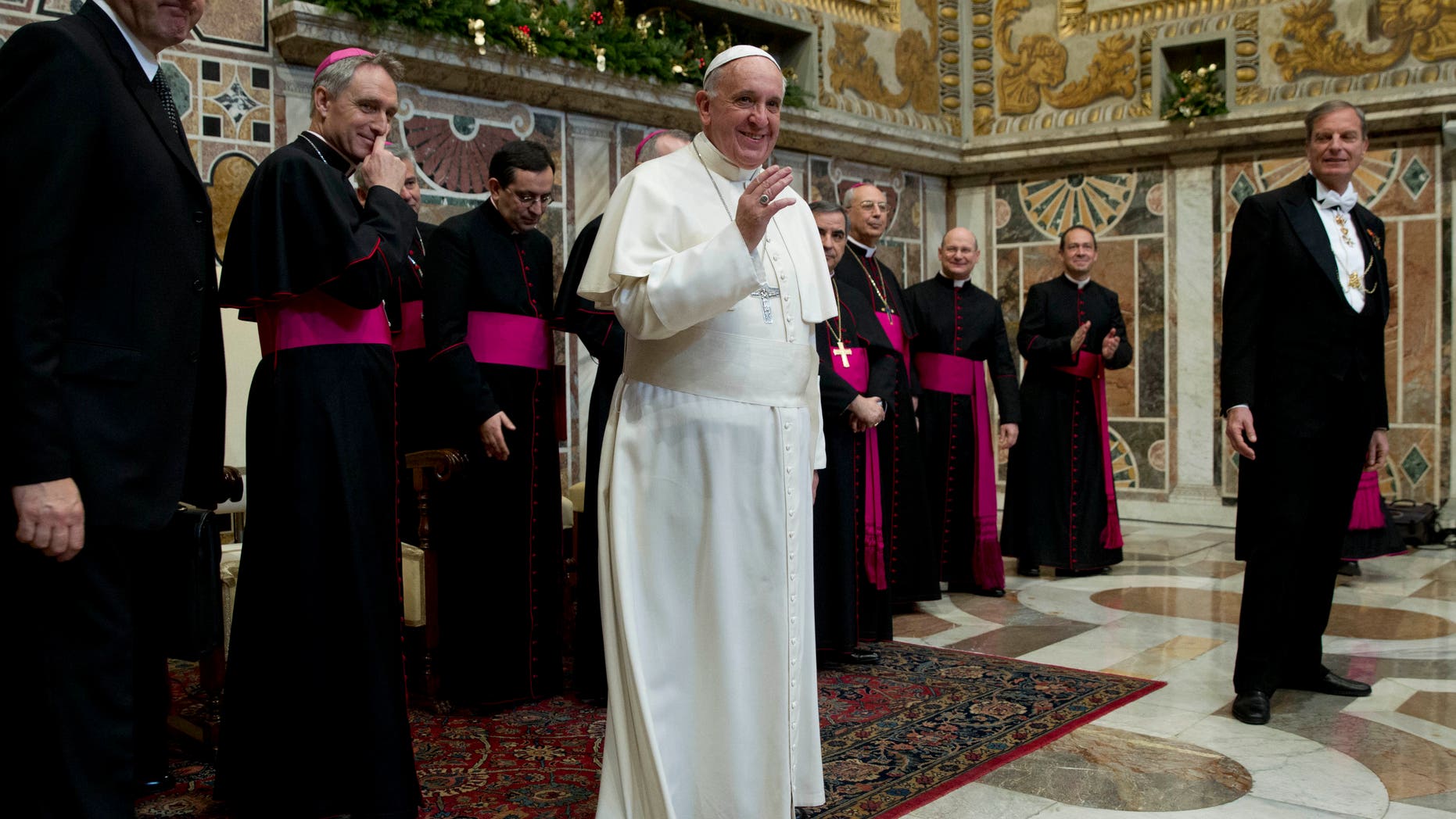 Jan. 13, 2014 - Pope Francis meets ambassadors to the Holy See, at the Vatican. Pope Francis criticized abortion as evidence of a "throwaway culture," that wastes people as well as food, saying such a mentality is a threat to world peace.