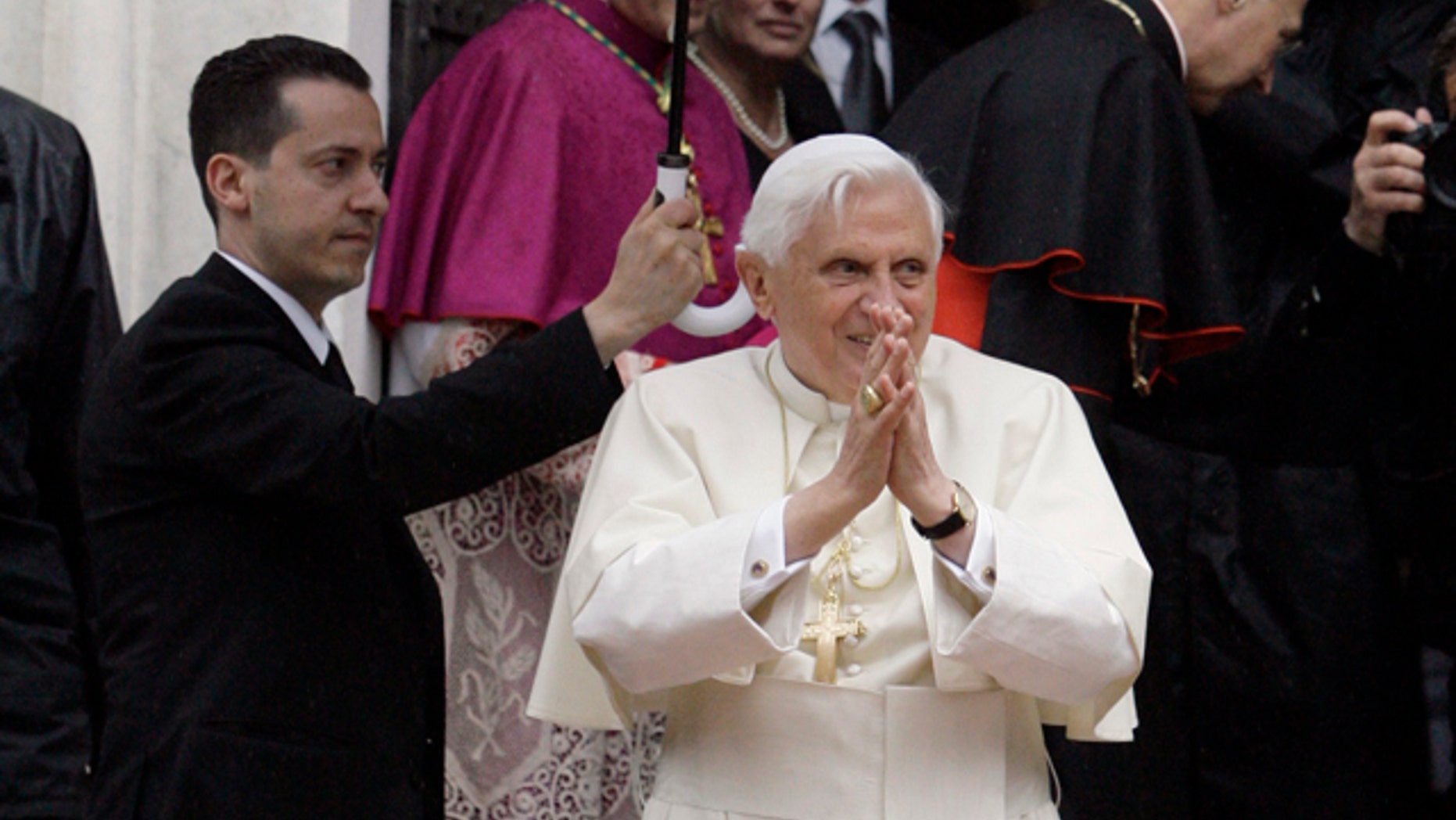 Pope Benedict XVI, shown here in 2008 photo, was the target of a terror plot, according to Italian authorities.