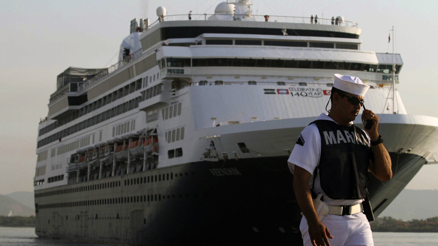 The Holland-America Line Veendam arrives at the port of Mazatlan November 12, 2013.