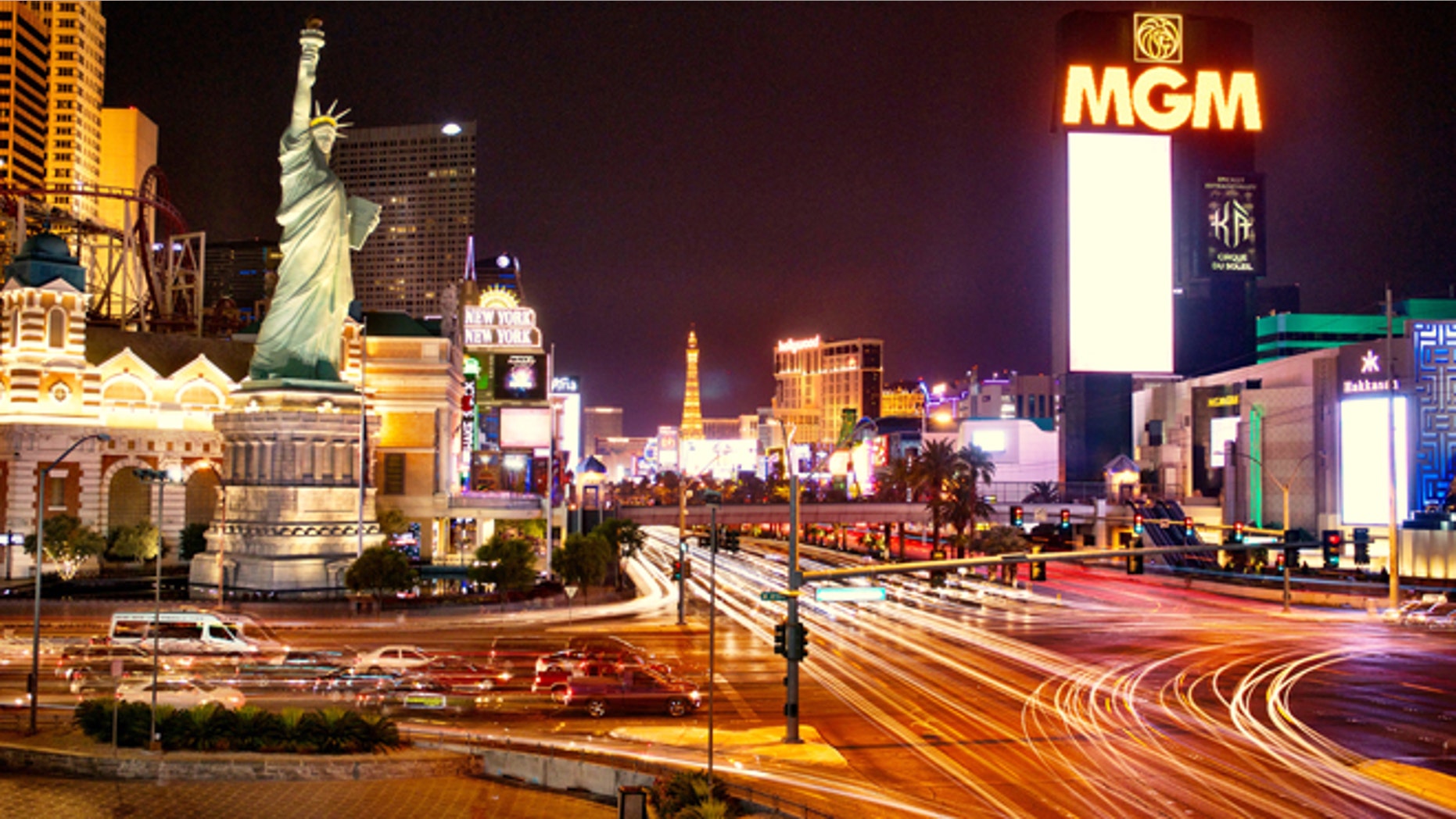 The Las Vegas strip at night.