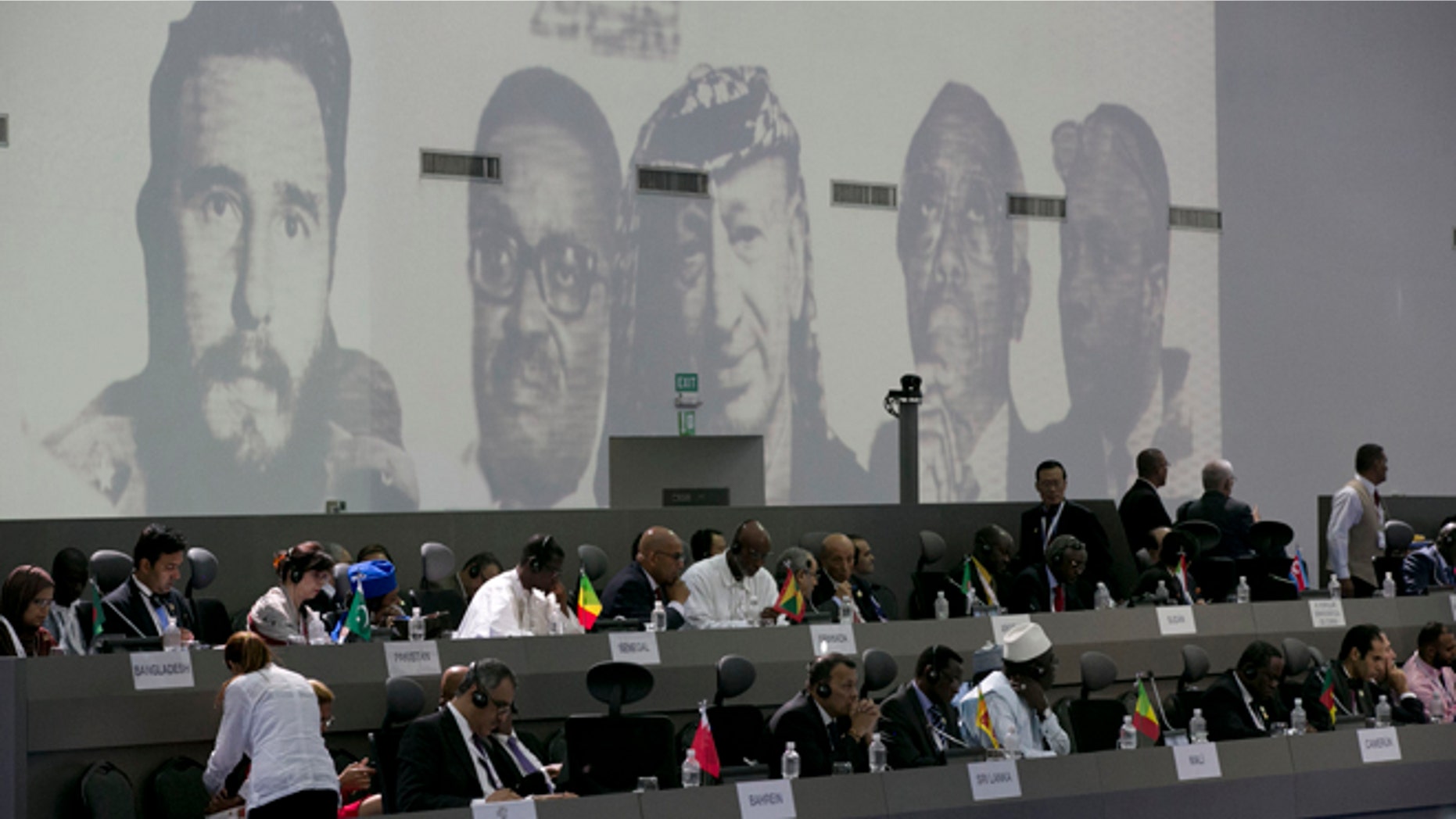 Attendees take part in the 17th Non-Aligned Movement Summit in Porlamar, Venezuela's Margarita Island, Saturday, Sept. 17, 2016.