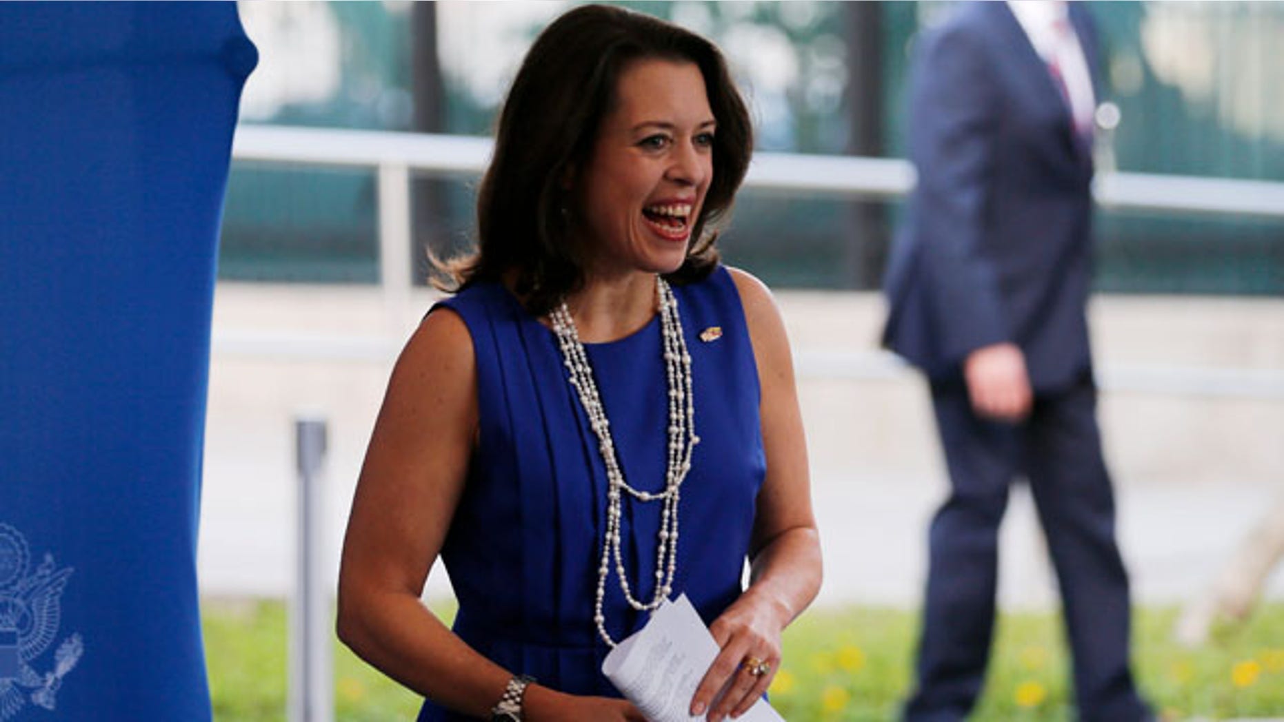 October 1, 2013: Kelly Keiderling, Charge d'Affairs of the U.S. embassy in Venezuela, arrives to give a news conference after Venezuela's President Nicolas Maduro expelled her and two other embassy officials from the country. (AP Photo)