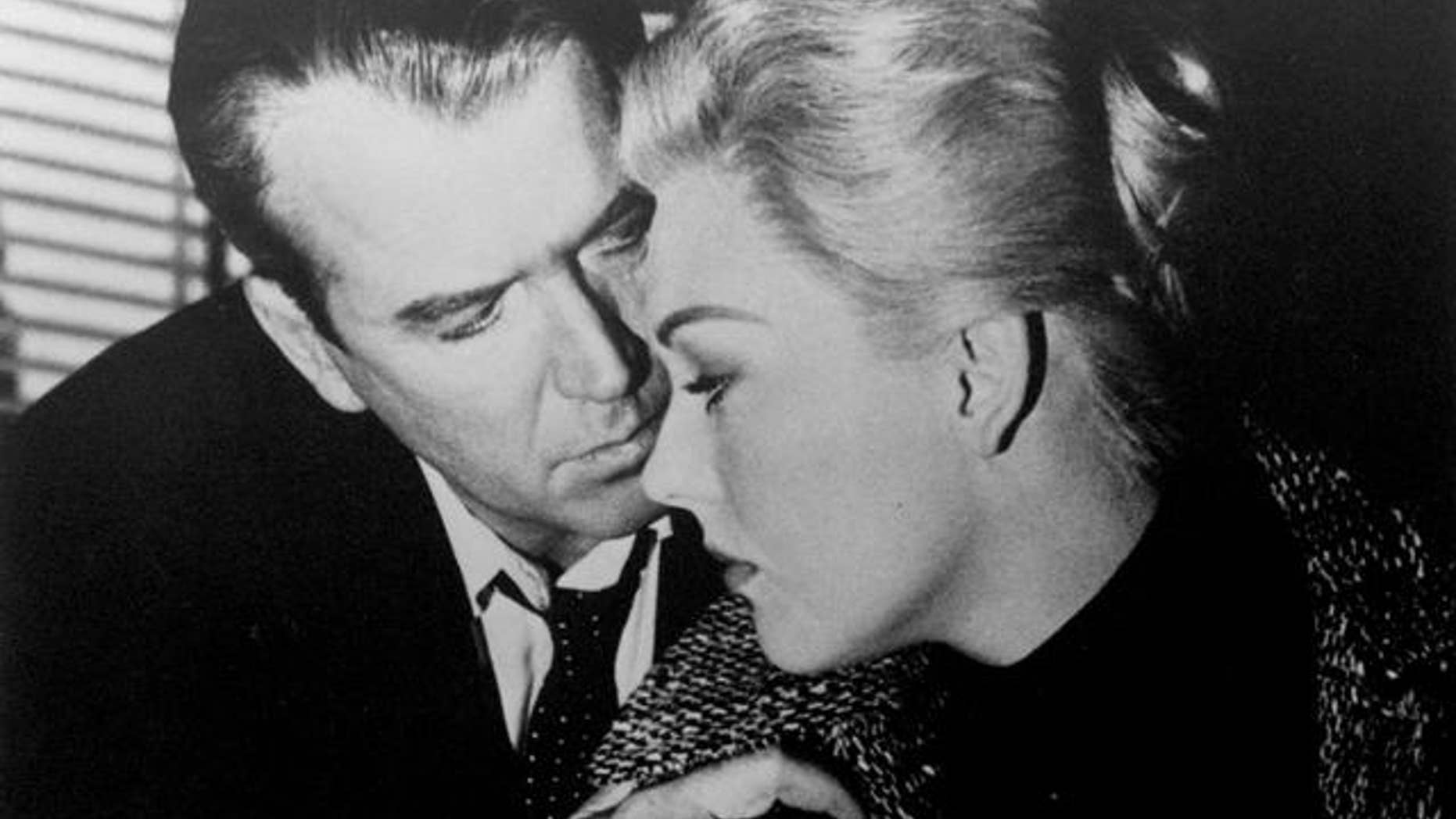 James Stewart and Kim Novak in scene from movie, "Vertigo." (AP)