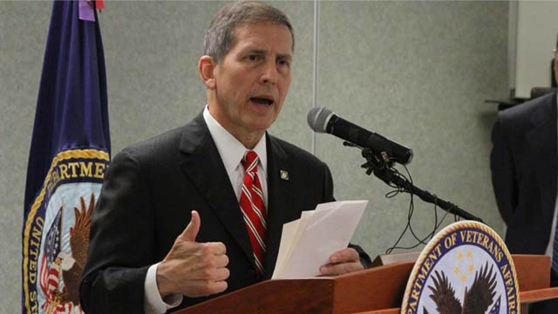 July 18, 2014: Veterans Affairs Acting Secretary Sloan Gibson speaks during a press conference at the local VA facility in El Paso, Texas. (AP Photo/Juan Carlos Llorca)