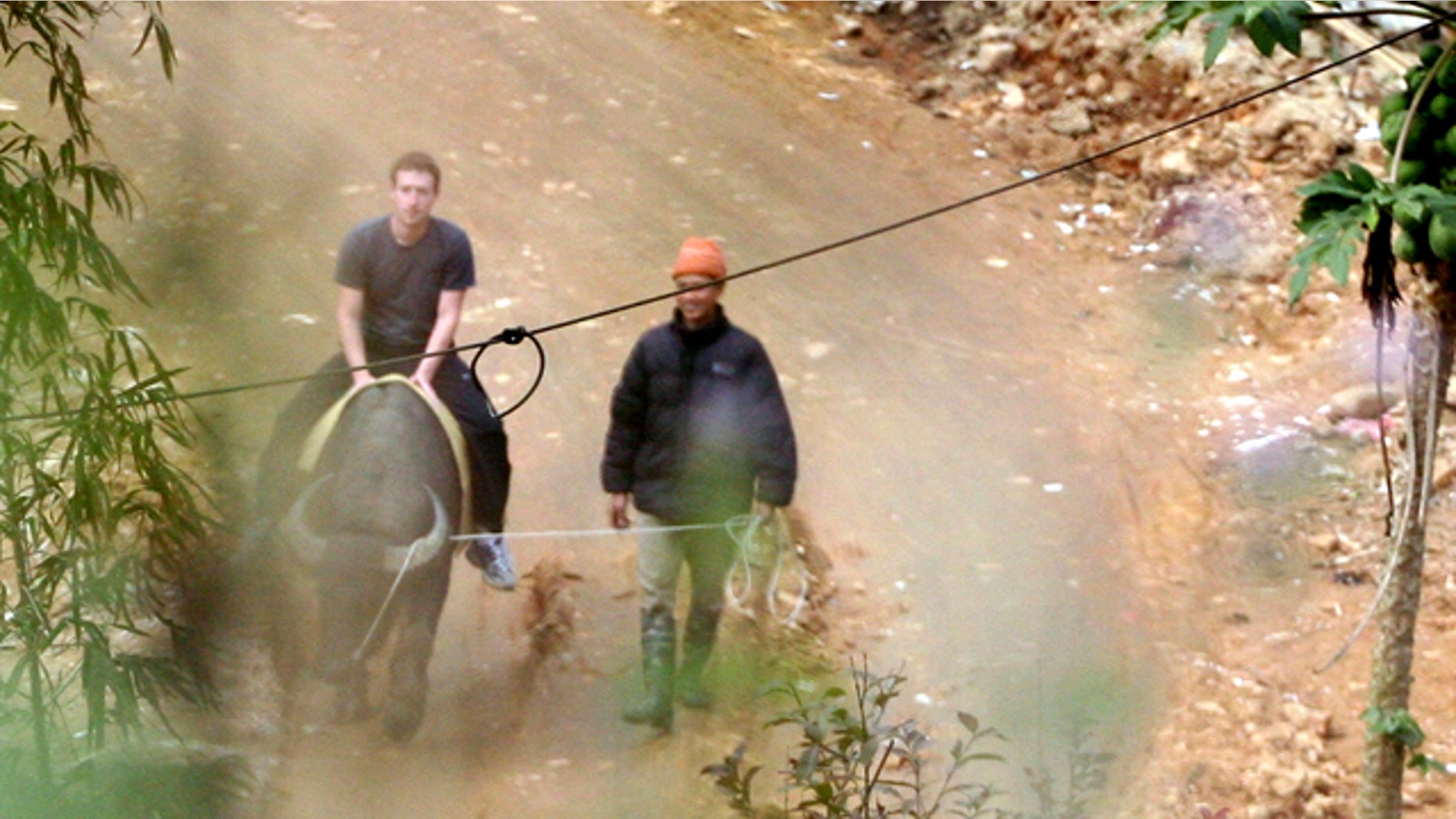 Dec. 26, 2011: Facebook-founder Mark Zuckerberg rides a water buffalo in northern resort town of Sapa in Lao Cai province. Vietnam may block its citizens from using to Facebook, but that didn't stop Zuckerberg from spending his vacation there.