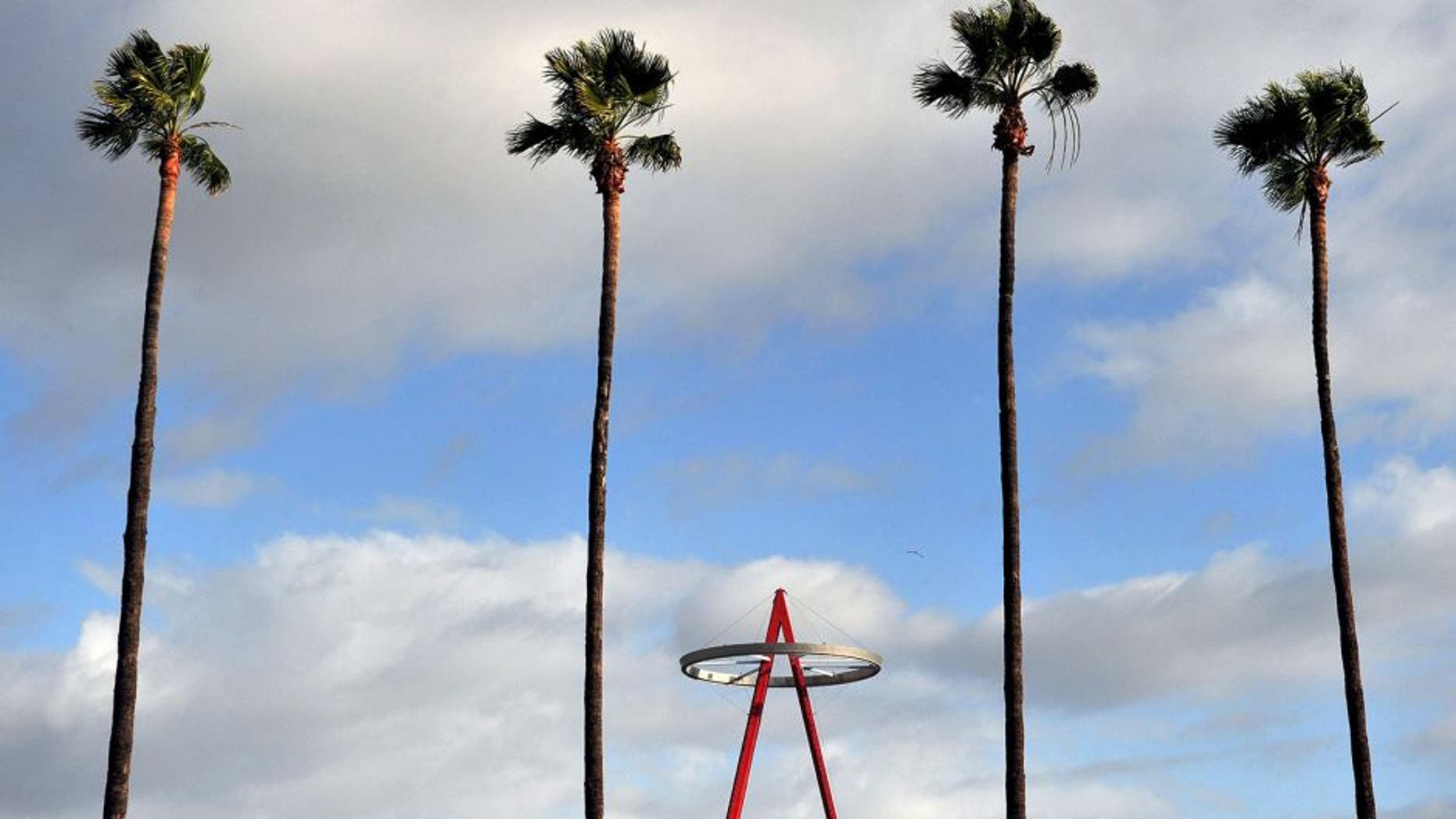 May 7, 2015; Anaheim, CA, USA; View of the Los Angeles Angels halo outside the stadium before the game against the Houston Astros at Angel Stadium of Anaheim. Mandatory Credit: Gary A. Vasquez-USA TODAY Sports