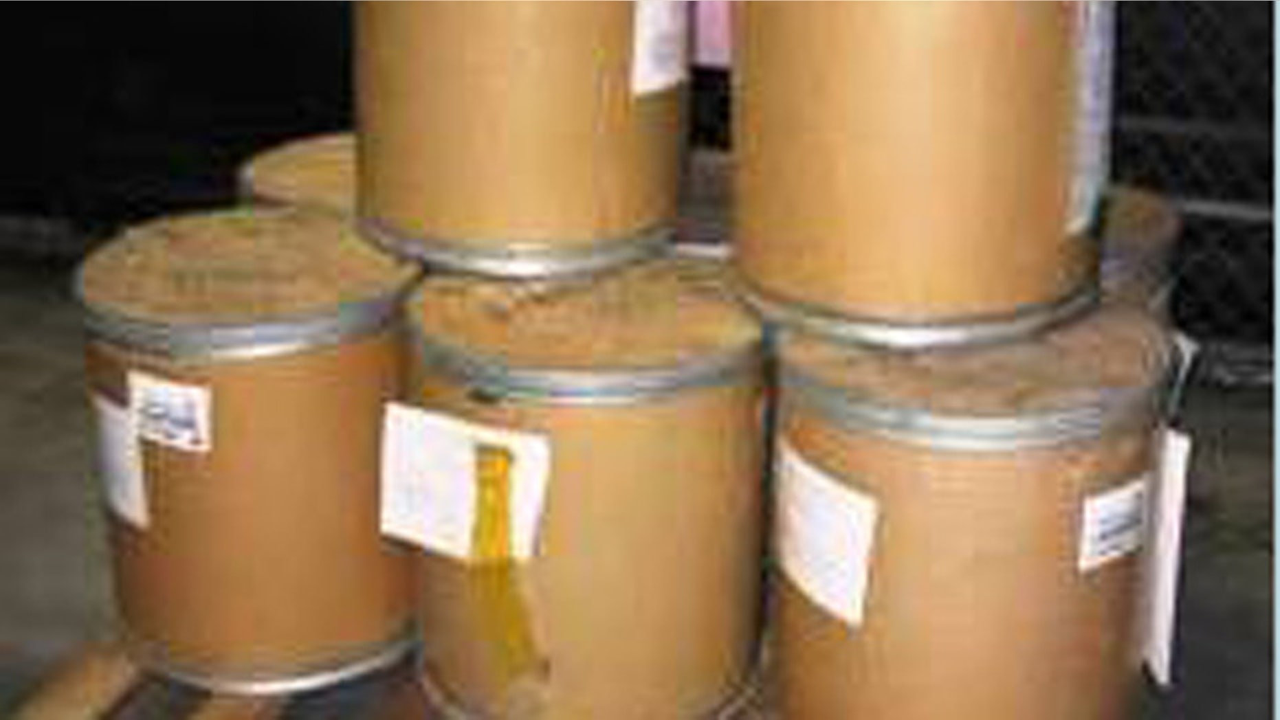 Eight drums of methylamine hydrochloride were discovered in August at an air cargo facility at Los Angeles International Airport.
