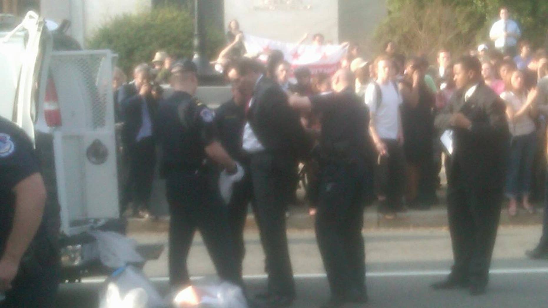 DC Mayor Vincent Gray is arrested on Constitution Avenue in Washington. Fox News Photo/John Brandt