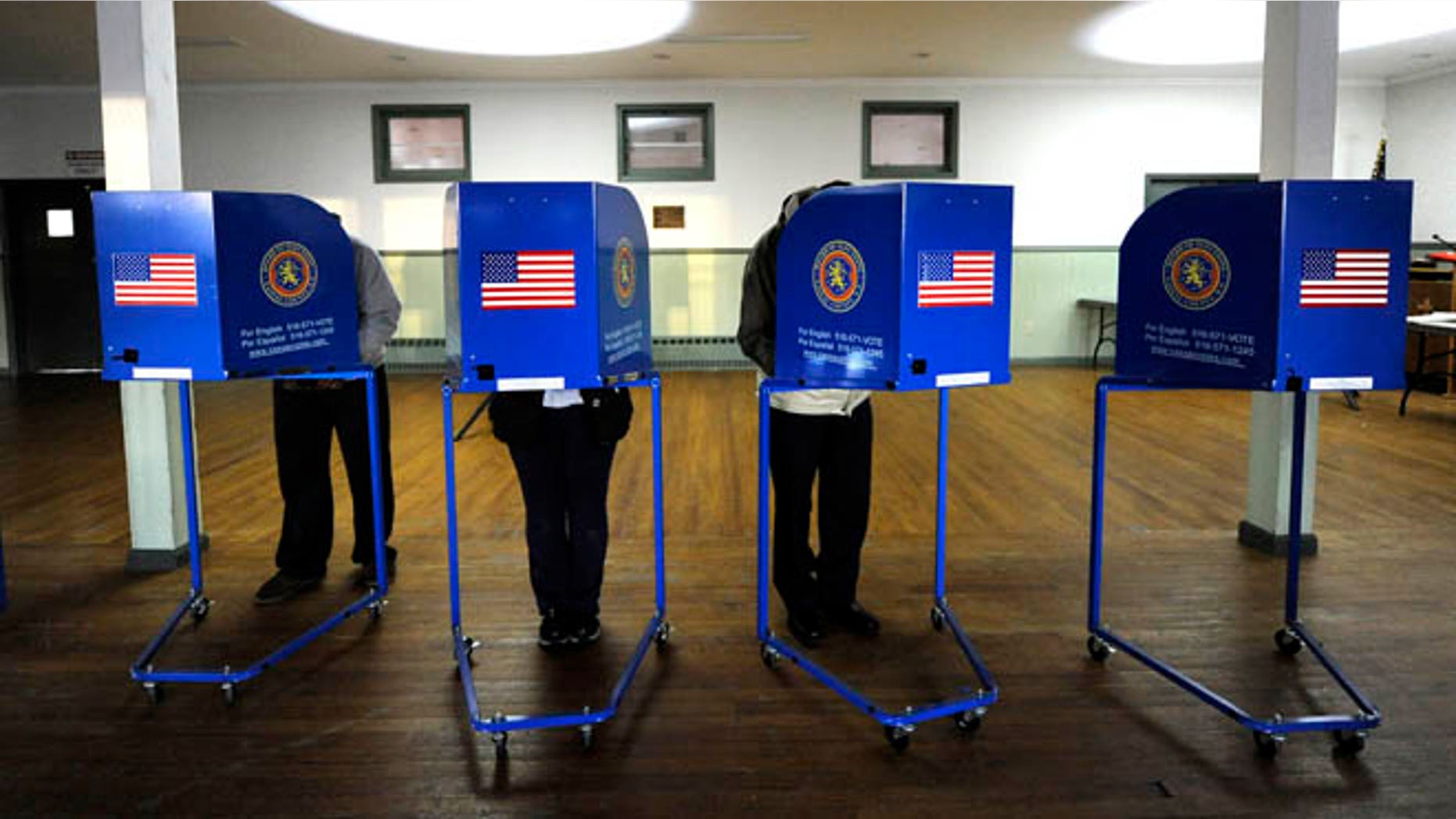 FILE: Nov. 6, 2012: Early morning voting in Point Lookout , N.Y..