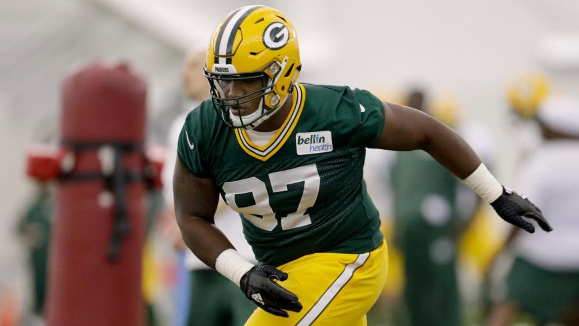 Friday, May 6: Green Bay Packers first-round pick Kenny Clark rus drills during rookie minicamp.