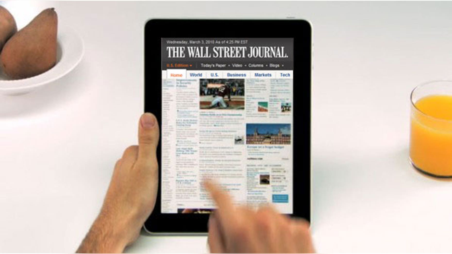 Many newspapers have released their own iPad apps, such as ths one from the Wall Street Journal. According to rumors, Apple aims to supplement those apps with an iTunes-based newspaper subscription service.