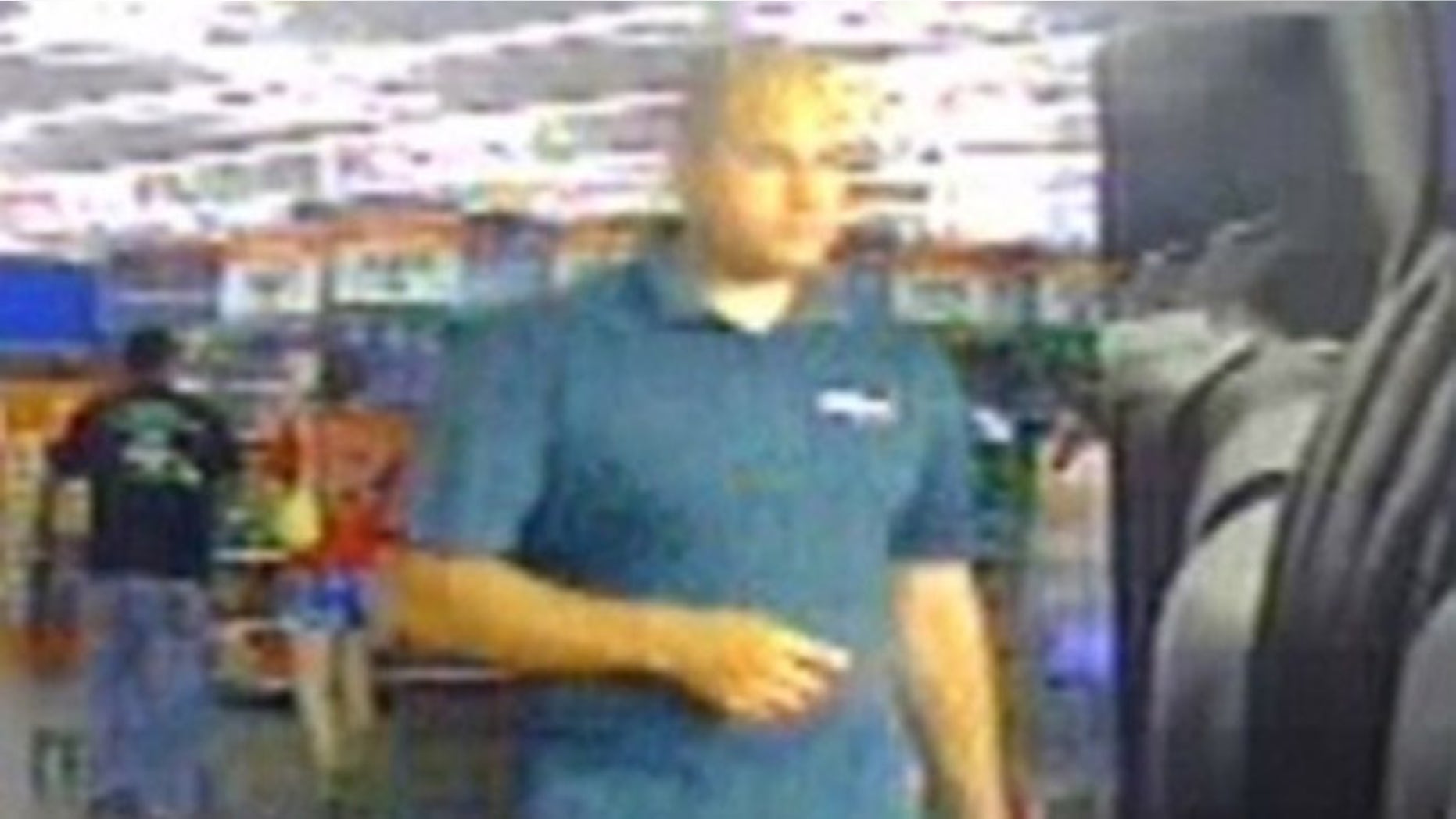 Police released store video of a man they say tied a video camera to his shoe in order to look up women's skirts
