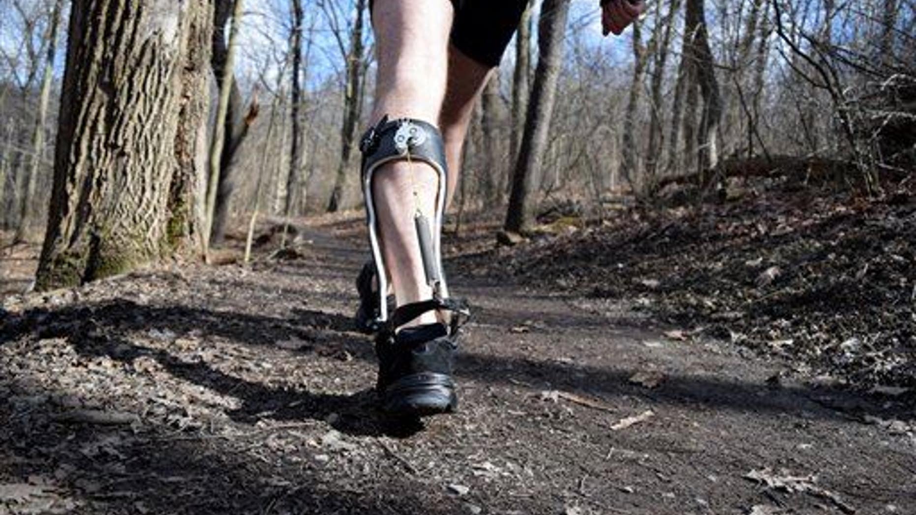 The exoskeleton boot in action.