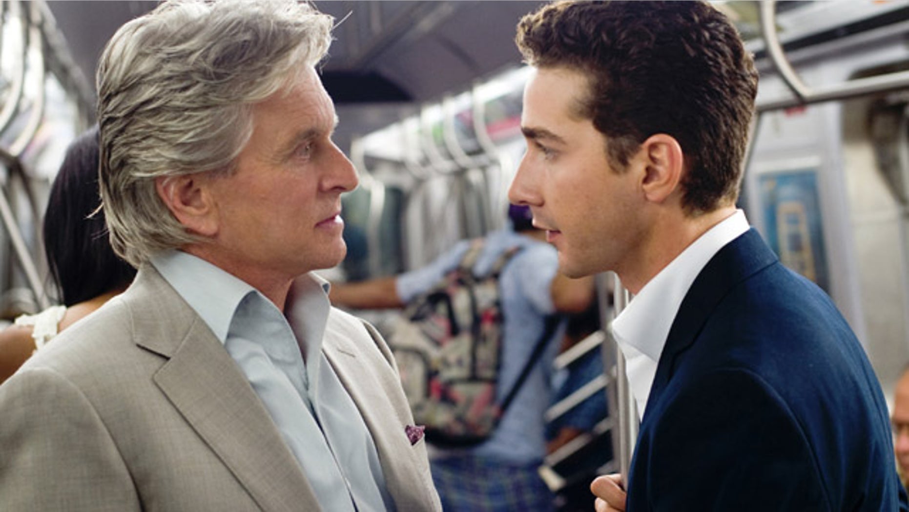 Michael Douglas and Shia LaBeouf have a heart-to-heart in a scene from 'Wall Street: Money Never Sleeps.'