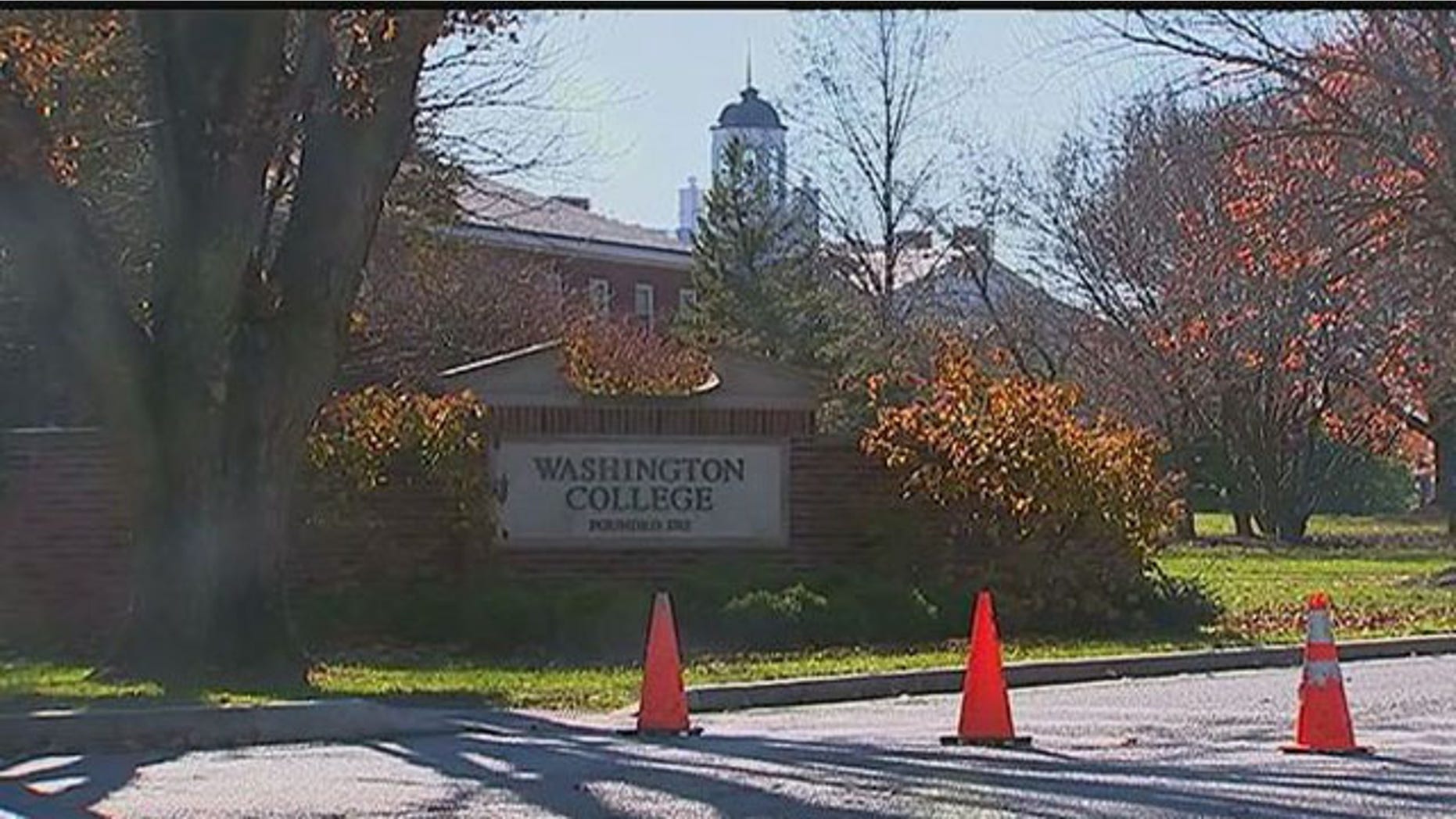 Nov. 16, 2015: This photo shows the campus of Washington College in Chestertown, Md. The school is closed until Nov. 29 amid an ongoing search for a missing student who is believed to have retrieved a gun from his home outside Philadelphia. (WTTG)